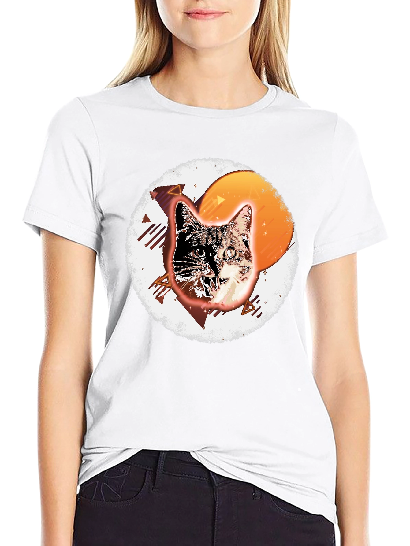 Black Retro Cat Graphic Tee - Cool Vintage Style view 9