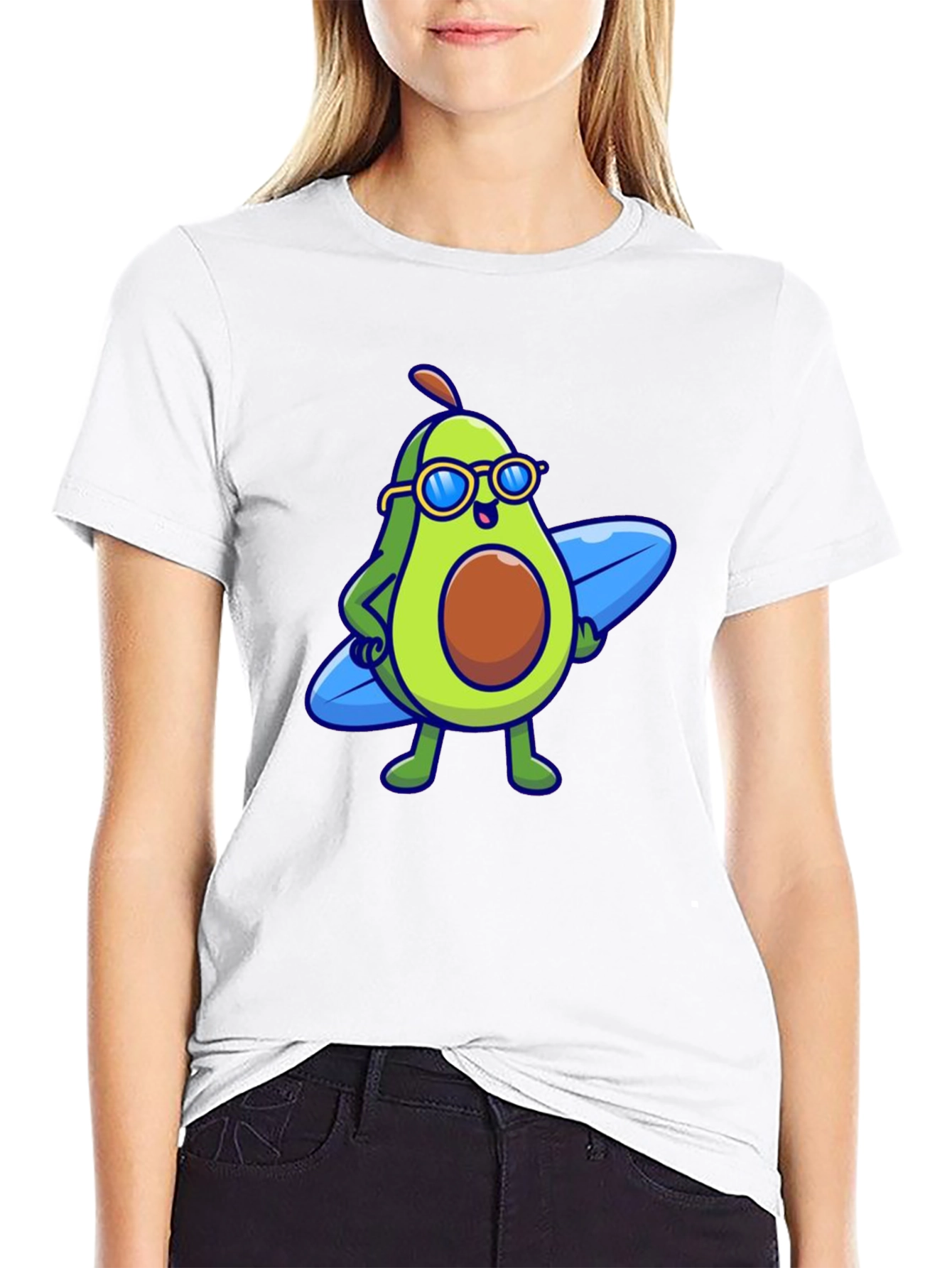 Black Cool Avocado Surfer Graphic Tee - Black view 9