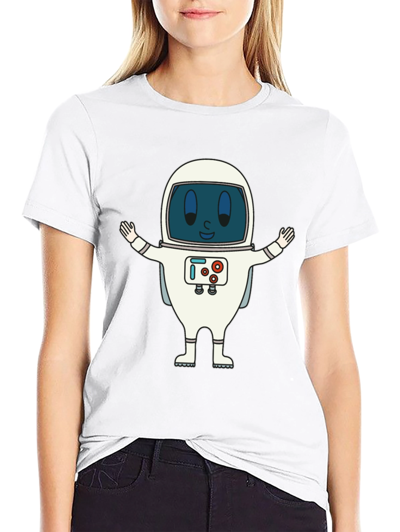 Black Astronaut Graphic Print T-Shirt - Fun Spaceman Design view 9