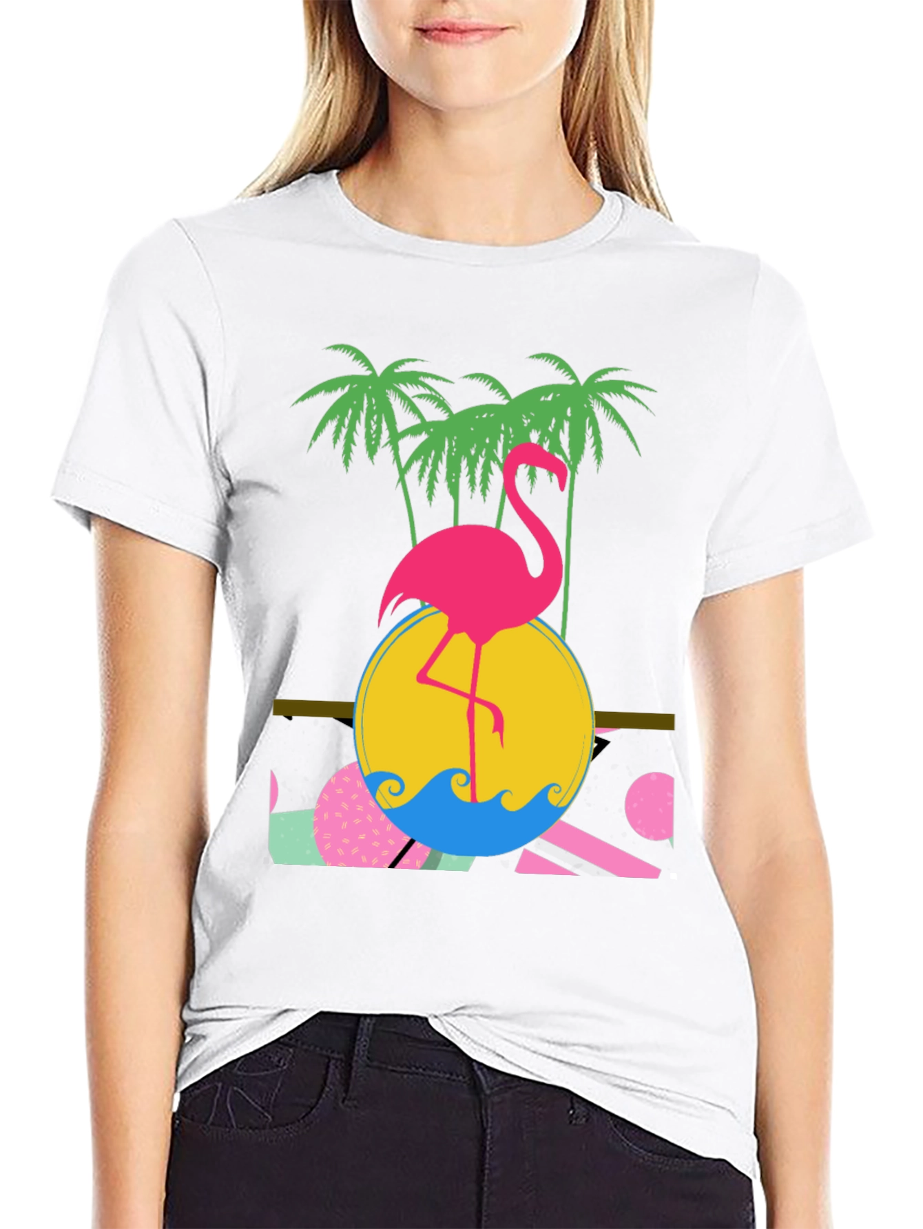 Black Retro Flamingo Graphic T-Shirt - Tropical Summer Vibes view 9