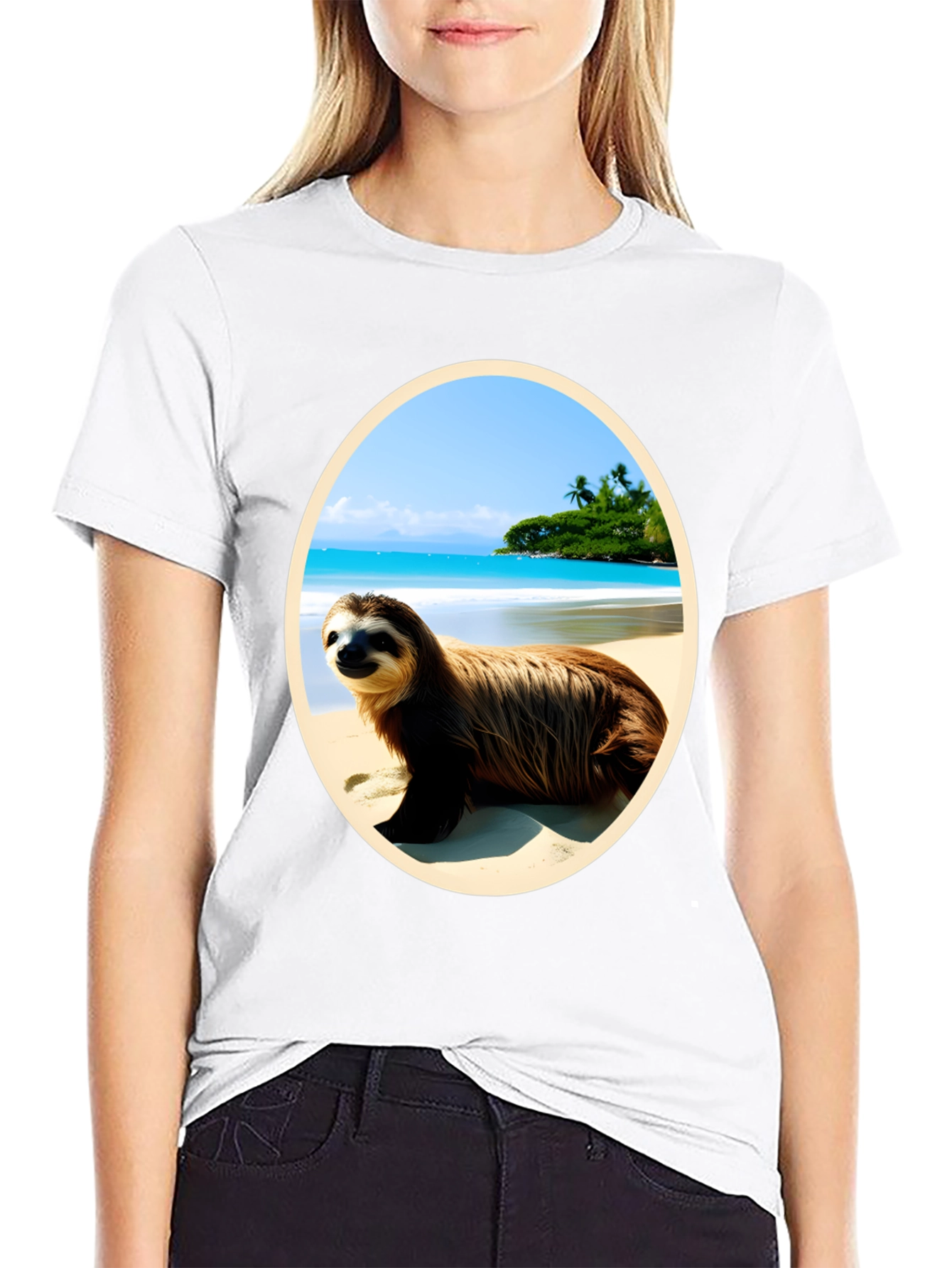 Black Sloth Beach T-Shirt view 9
