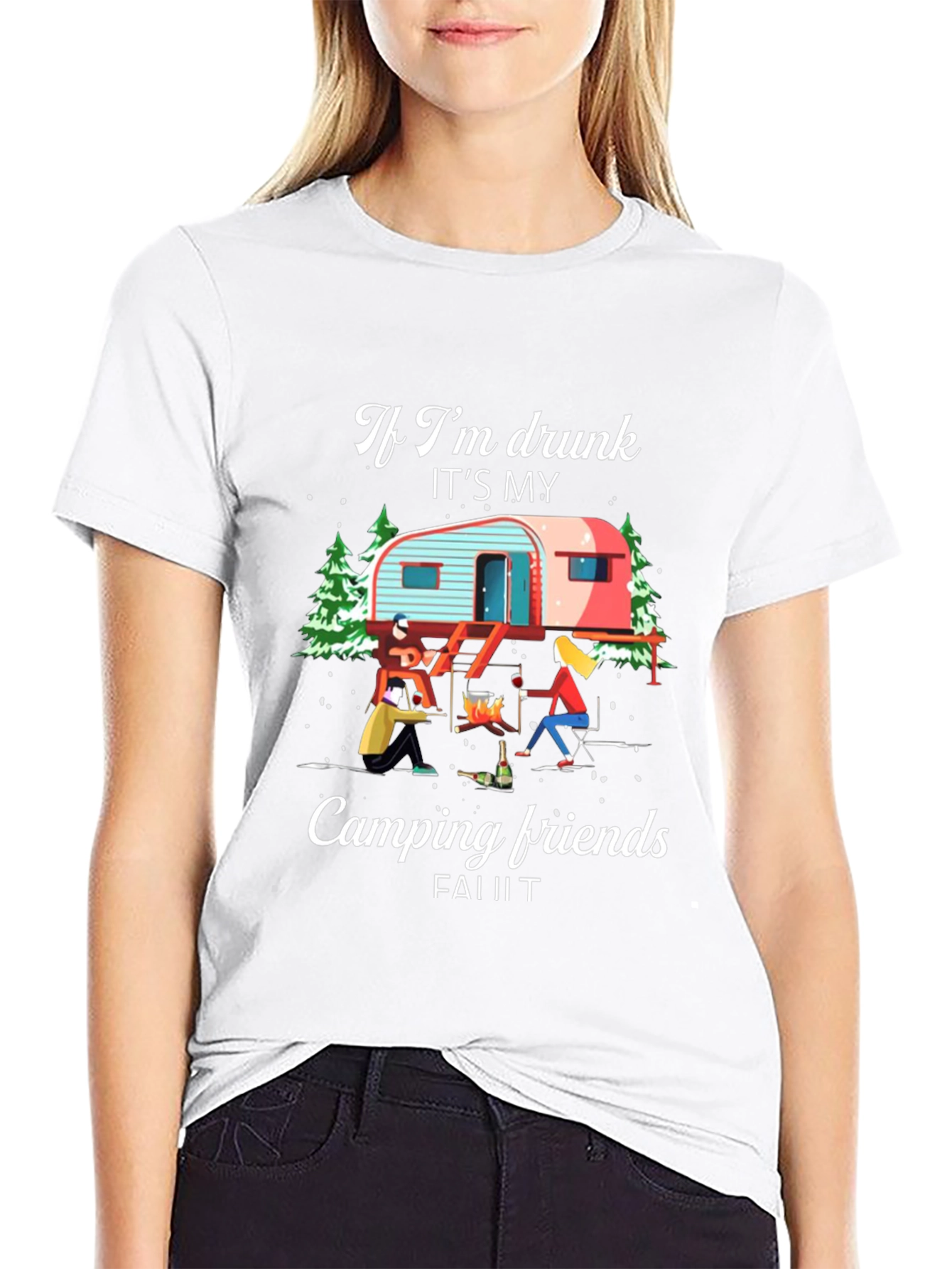 Black Funny Camping Friends Graphic Tee view 9