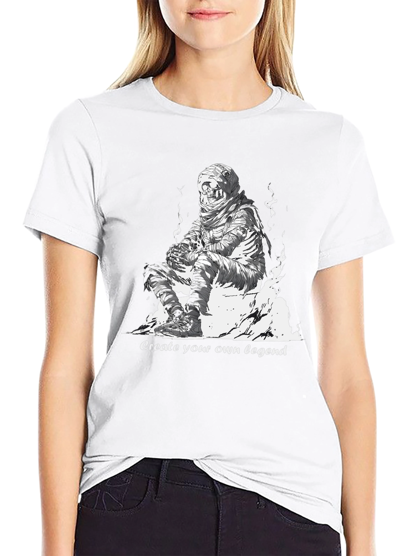 Black Skull Mummy Graphic Tee - Create Your Legend view 9