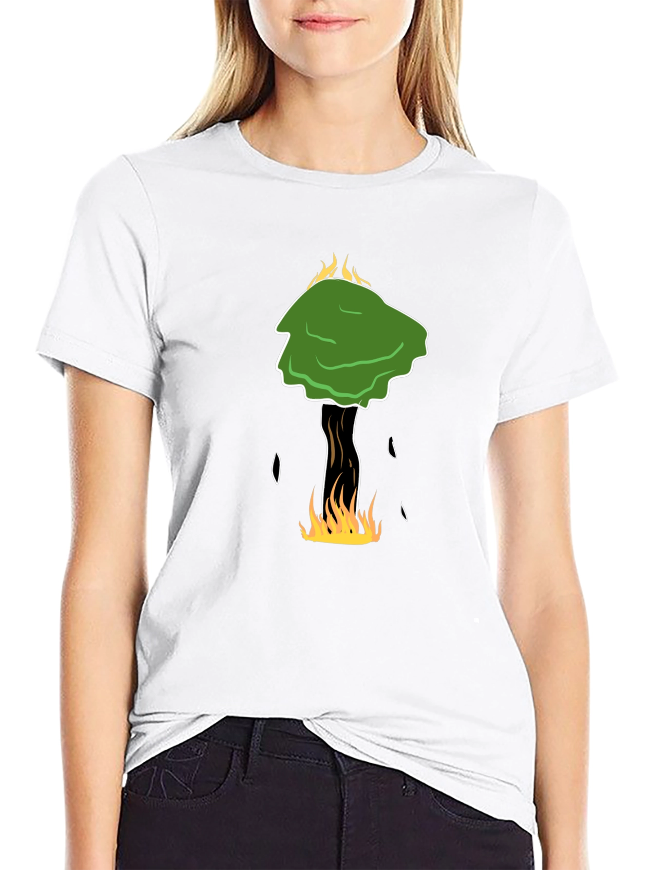 Black Burning Tree Graphic Tee - Unique Design view 9