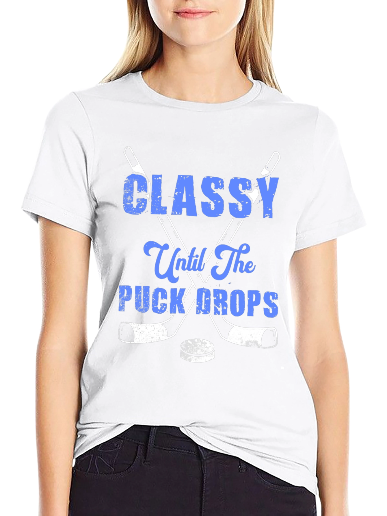 Black Classy Until The Puck Drops Hockey T-Shirt view 9