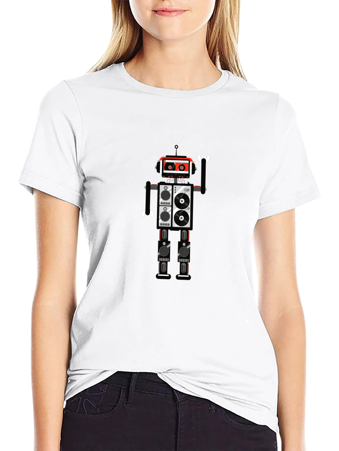 Black Robot Graphic Black T-Shirt view 9