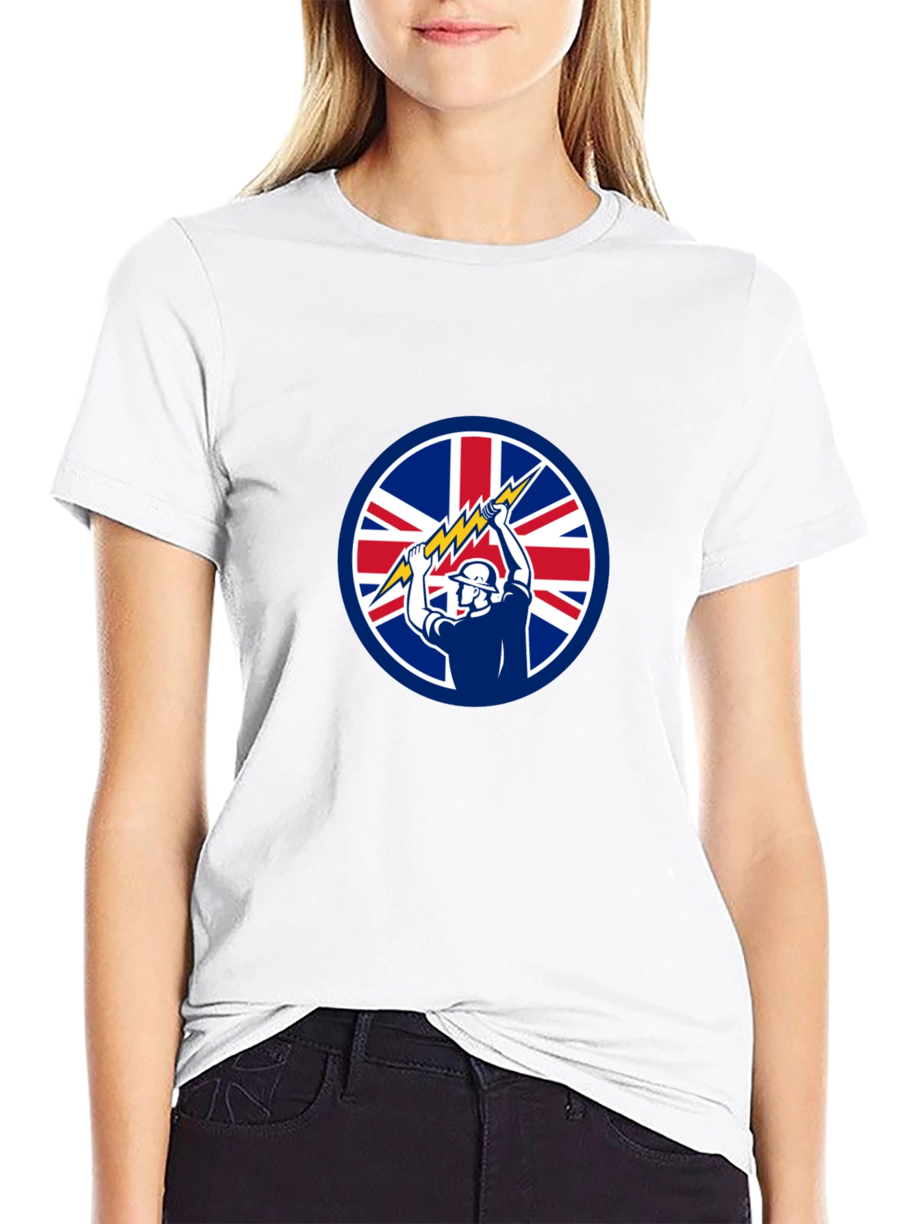 Black British Electrician Graphic T-Shirt view 9