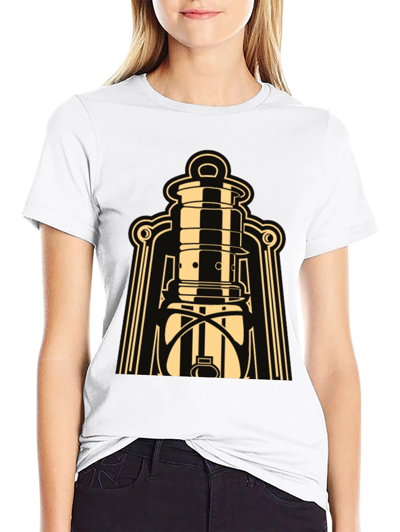Black Vintage Lantern Graphic Tee - Retro Style view 9