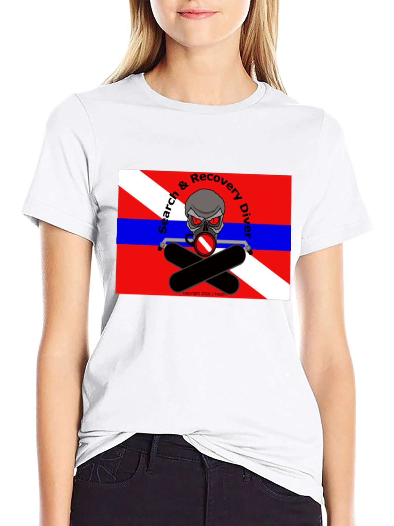 Black Search & Recovery Diver Skull T-Shirt view 9