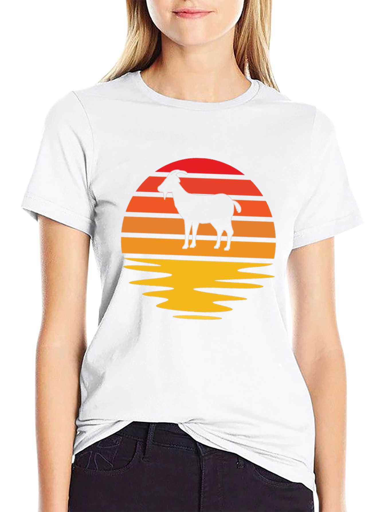 Black Goat Silhouette Sunset Graphic Tee view 9