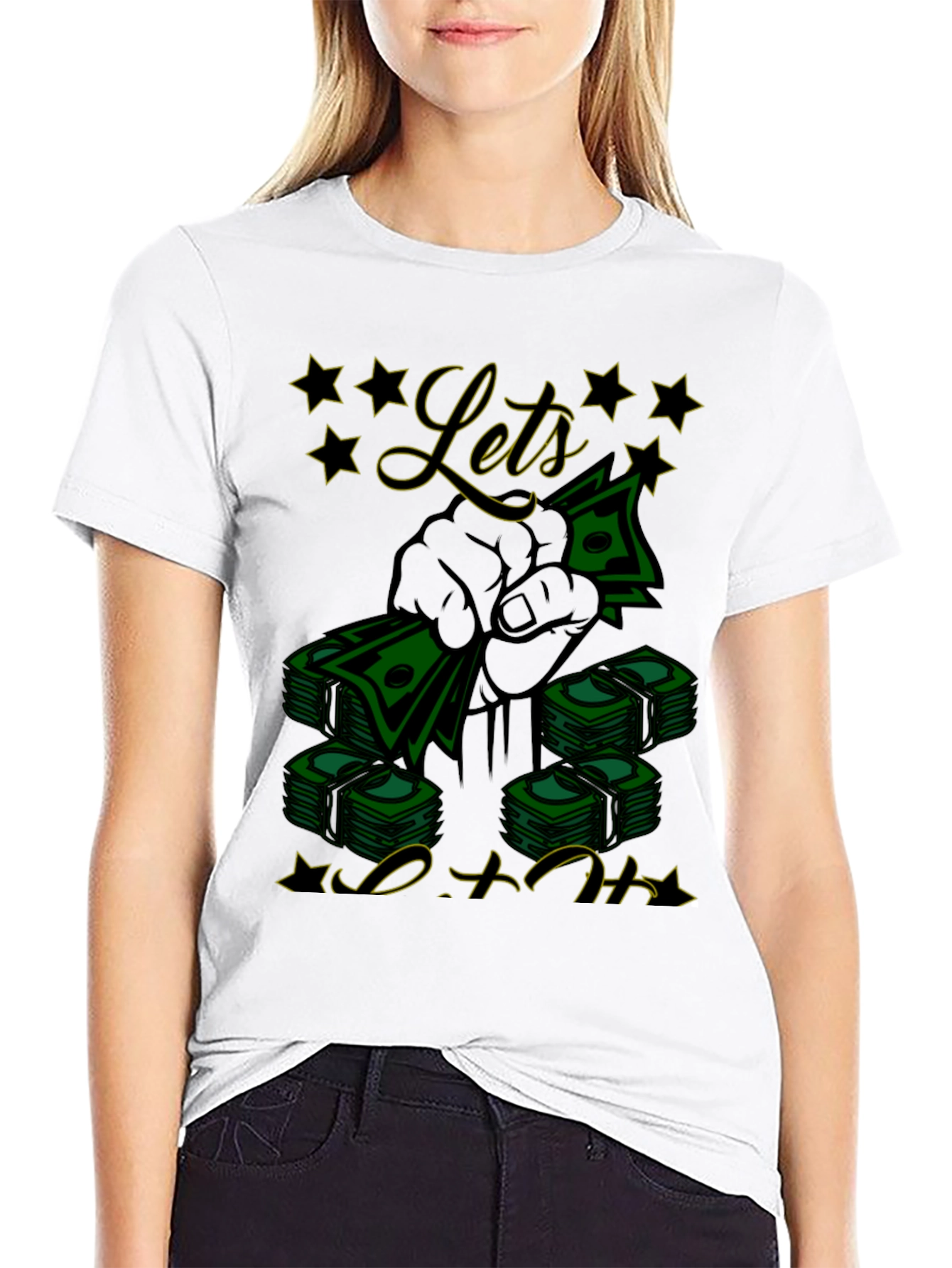 Black Let's Get That Money Black T-Shirt view 9