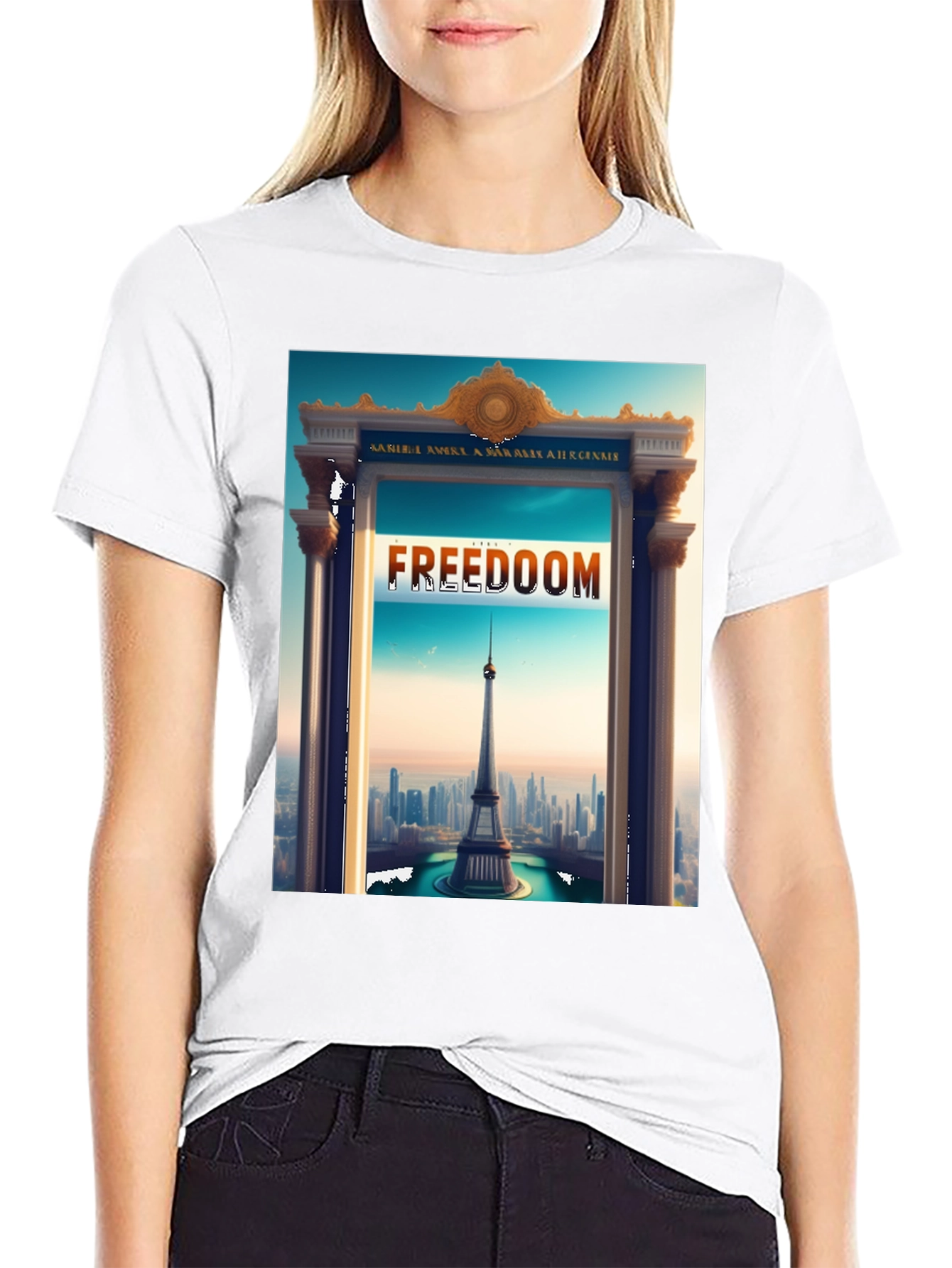 Black Freedom Tower Graphic Tee - Stylish Statement Shirt view 9