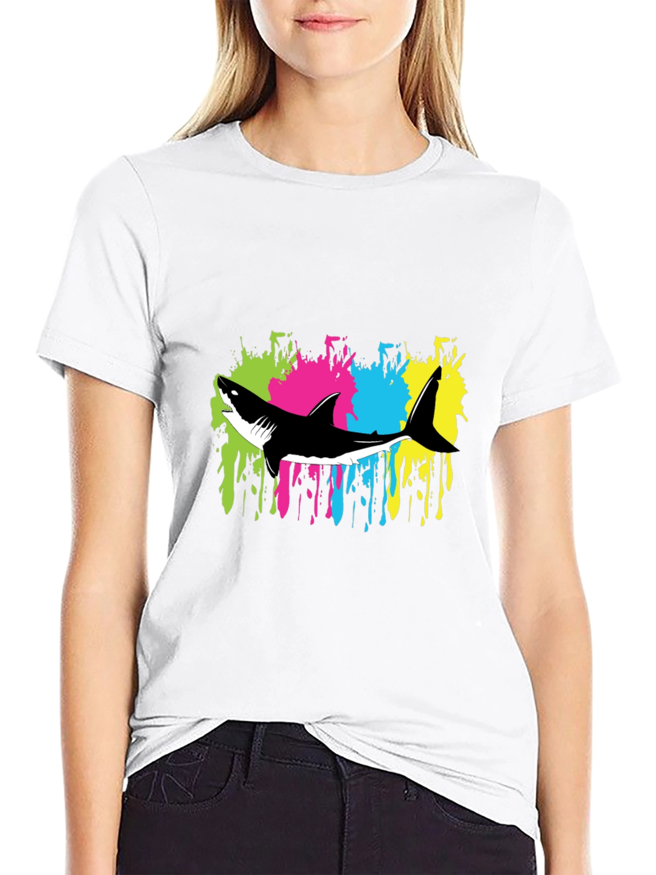 Black Shark Graphic T-Shirt - Bold Colorful Design view 9