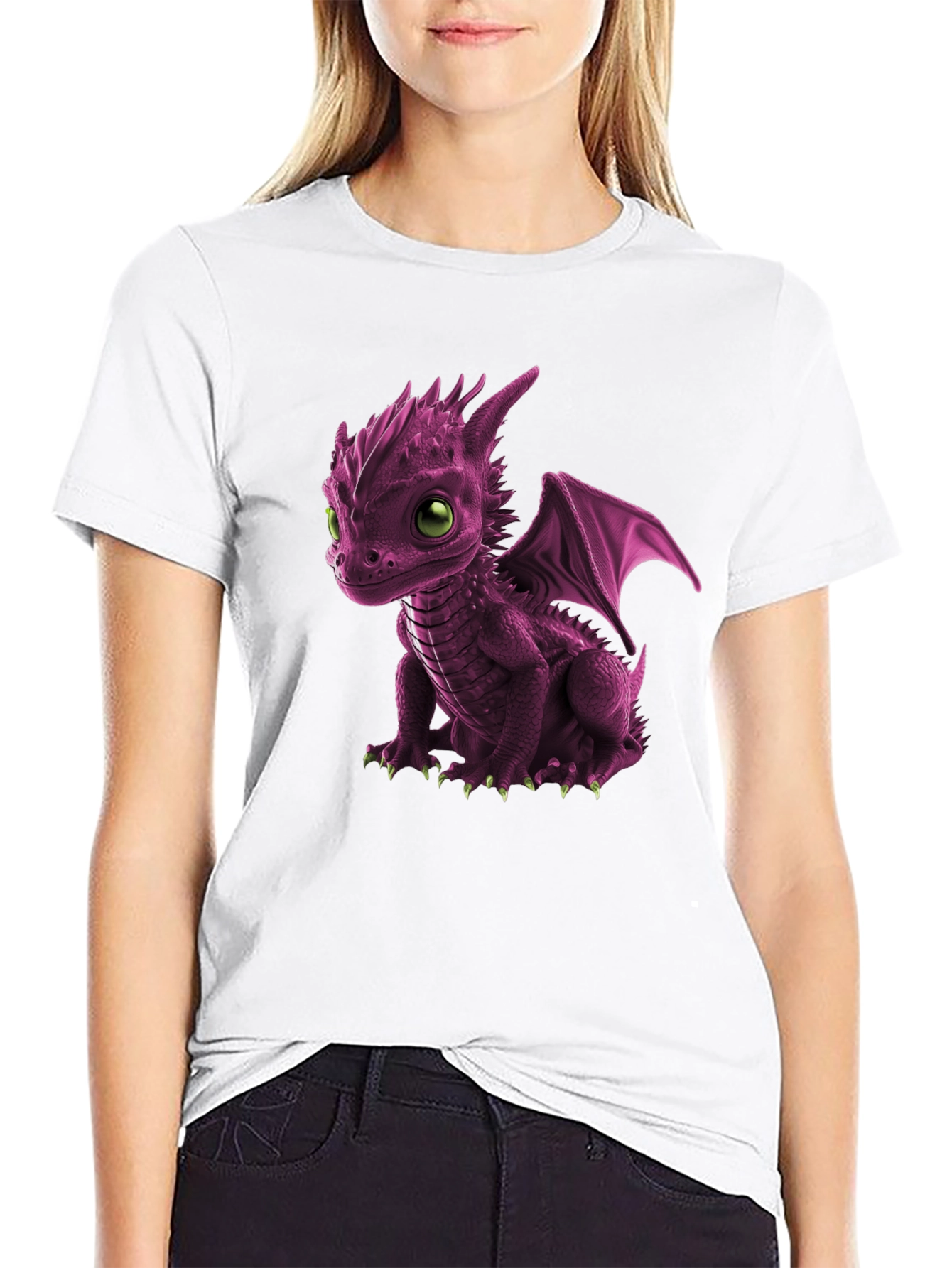 Black Cute Dragon Graphic Tee - Unique Design view 9