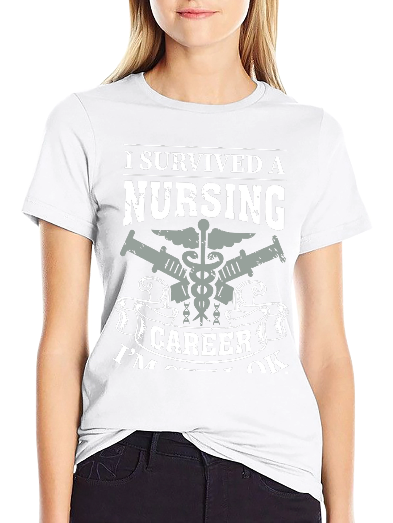 Black I Survived A Nursing Career Graphic T-Shirt view 9
