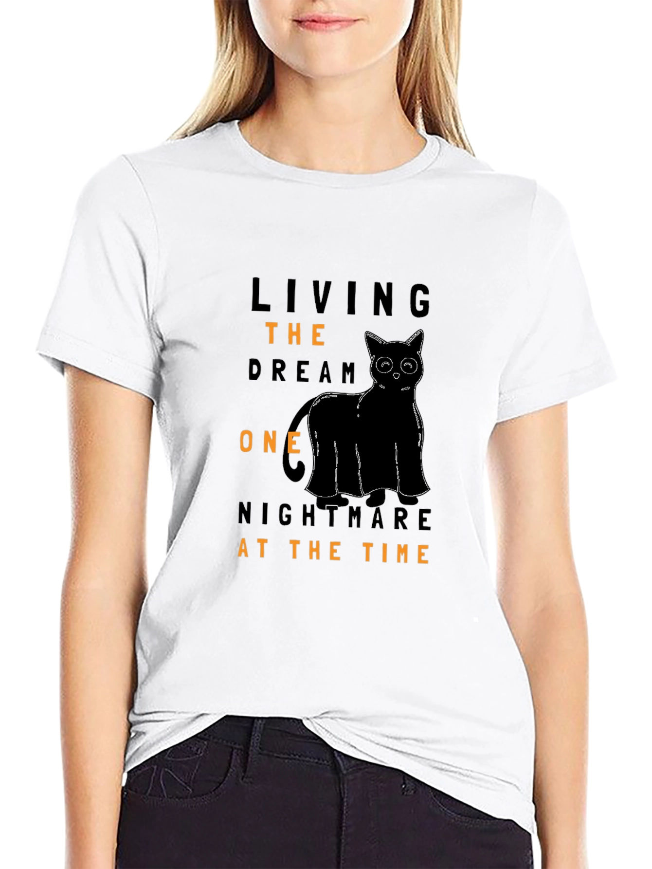 Black Living The Dream Black Cat Graphic Tee view 9