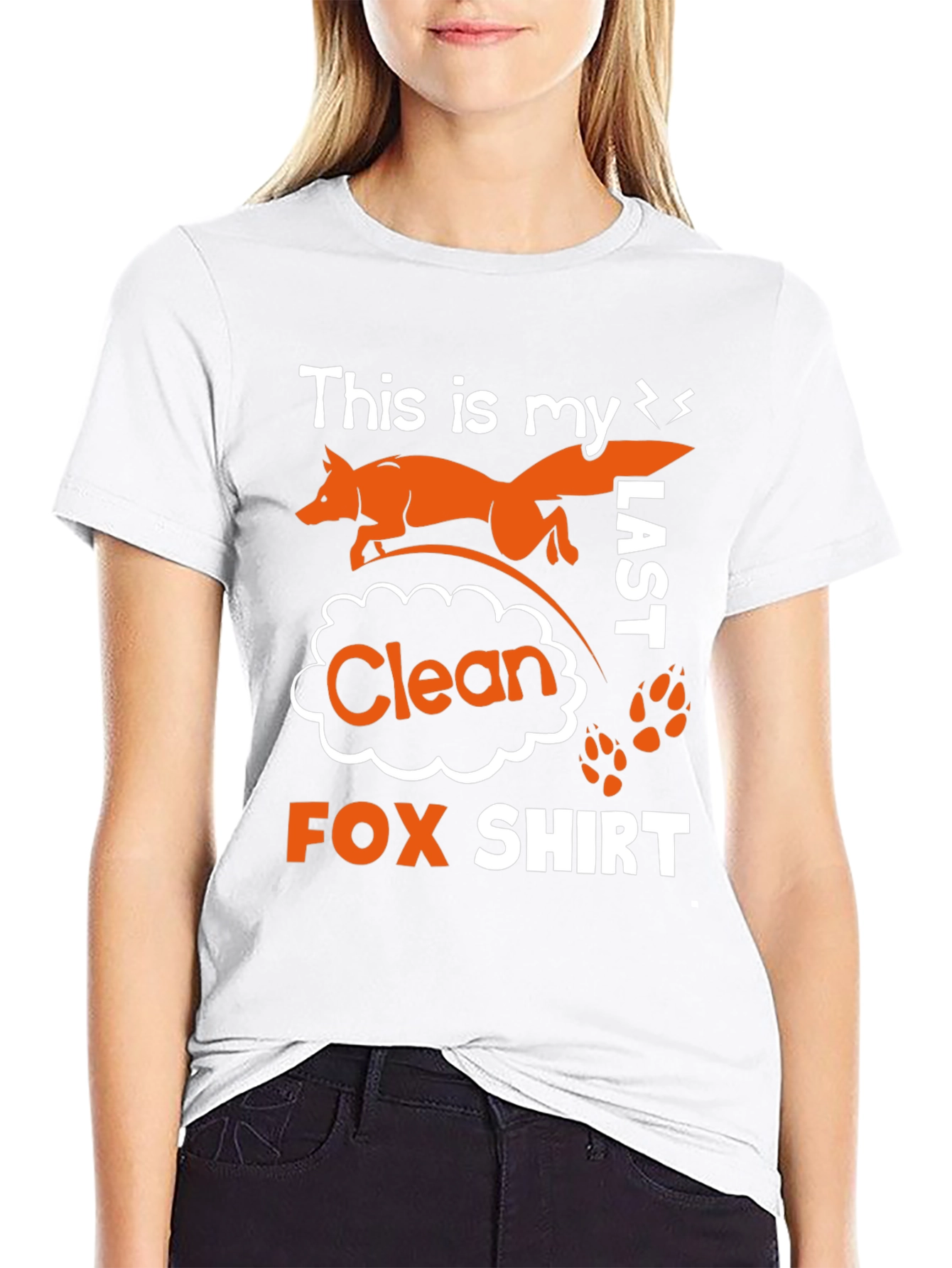 Black Funny "Last Clean Fox" Graphic T-Shirt view 9