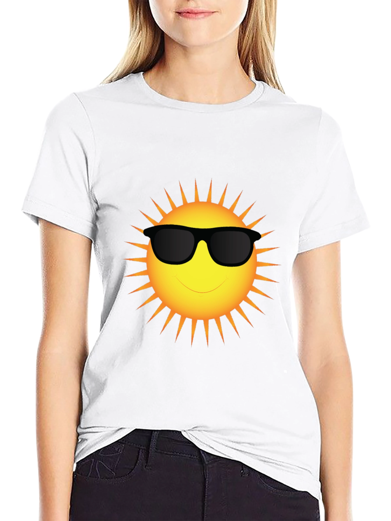 Black Cool Sun Graphic T-Shirt - Black Cotton Blend Tee view 9