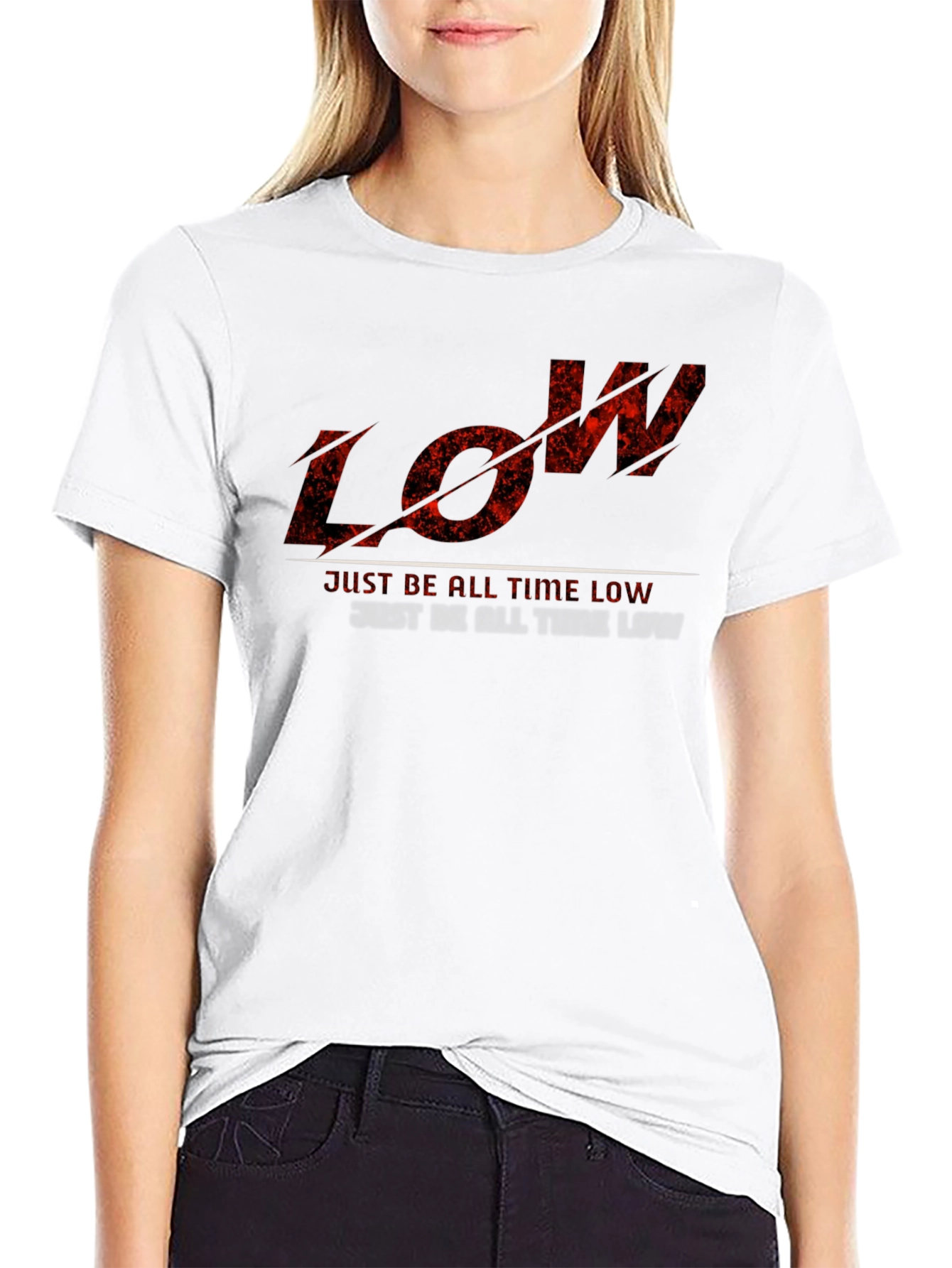 Black Men's Black T-Shirt with "LOW" Graphic Print view 9
