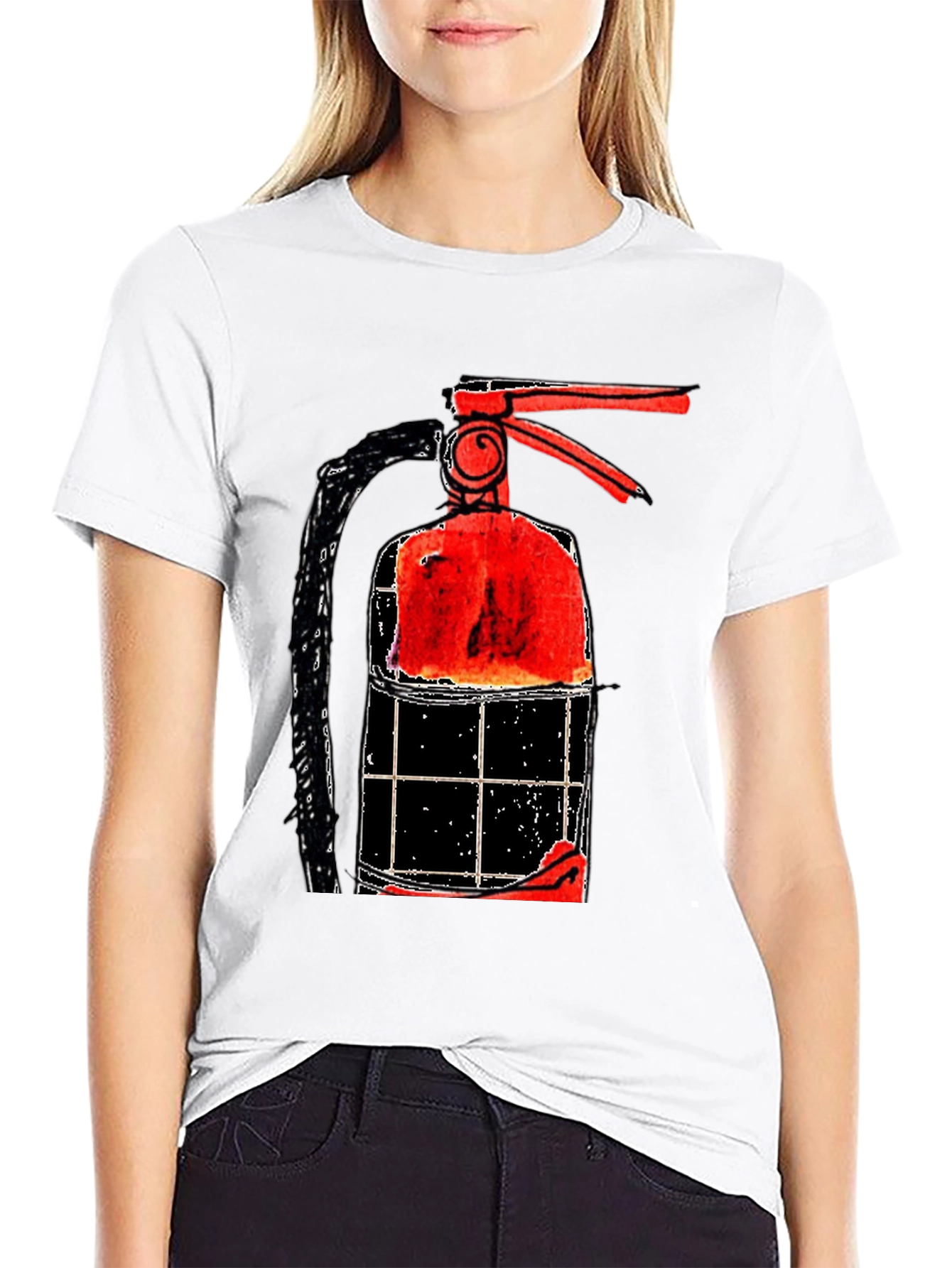 Black Fire Extinguisher Graphic Tee - Novelty Print view 9