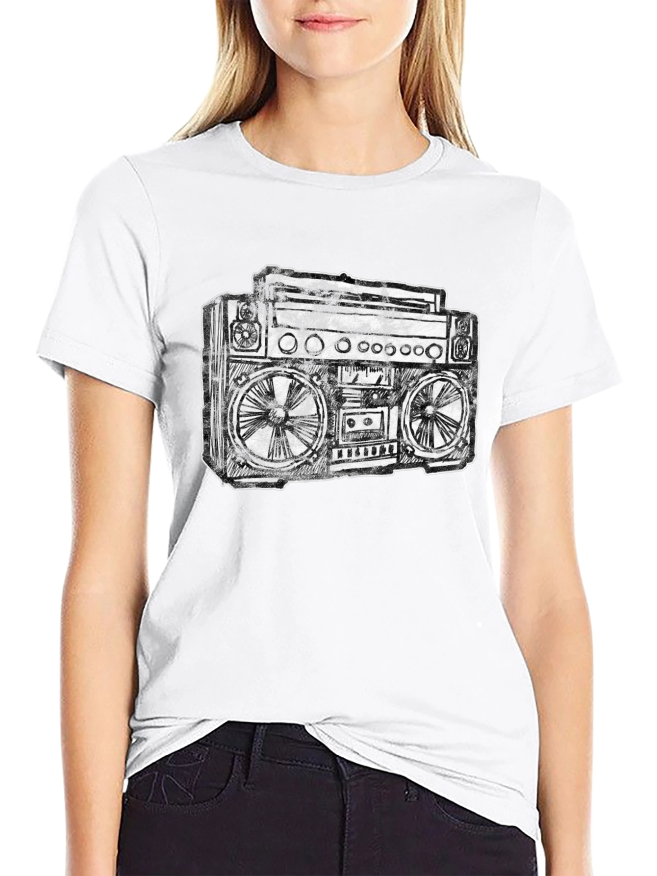 Black Retro Boombox Graphic T-Shirt - Black view 9