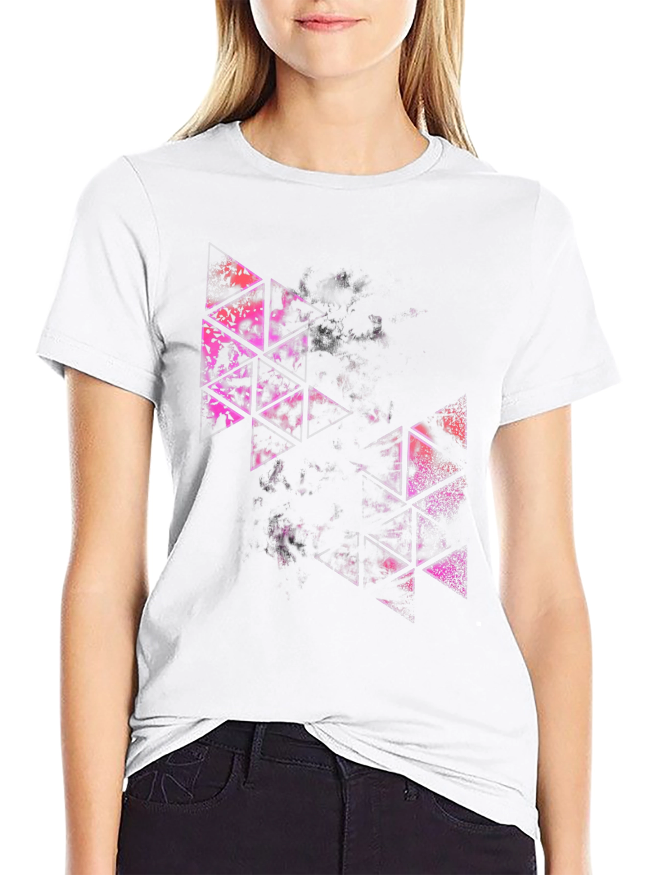 Black Abstract Triangle Graphic Tee - Modern Streetwear view 9