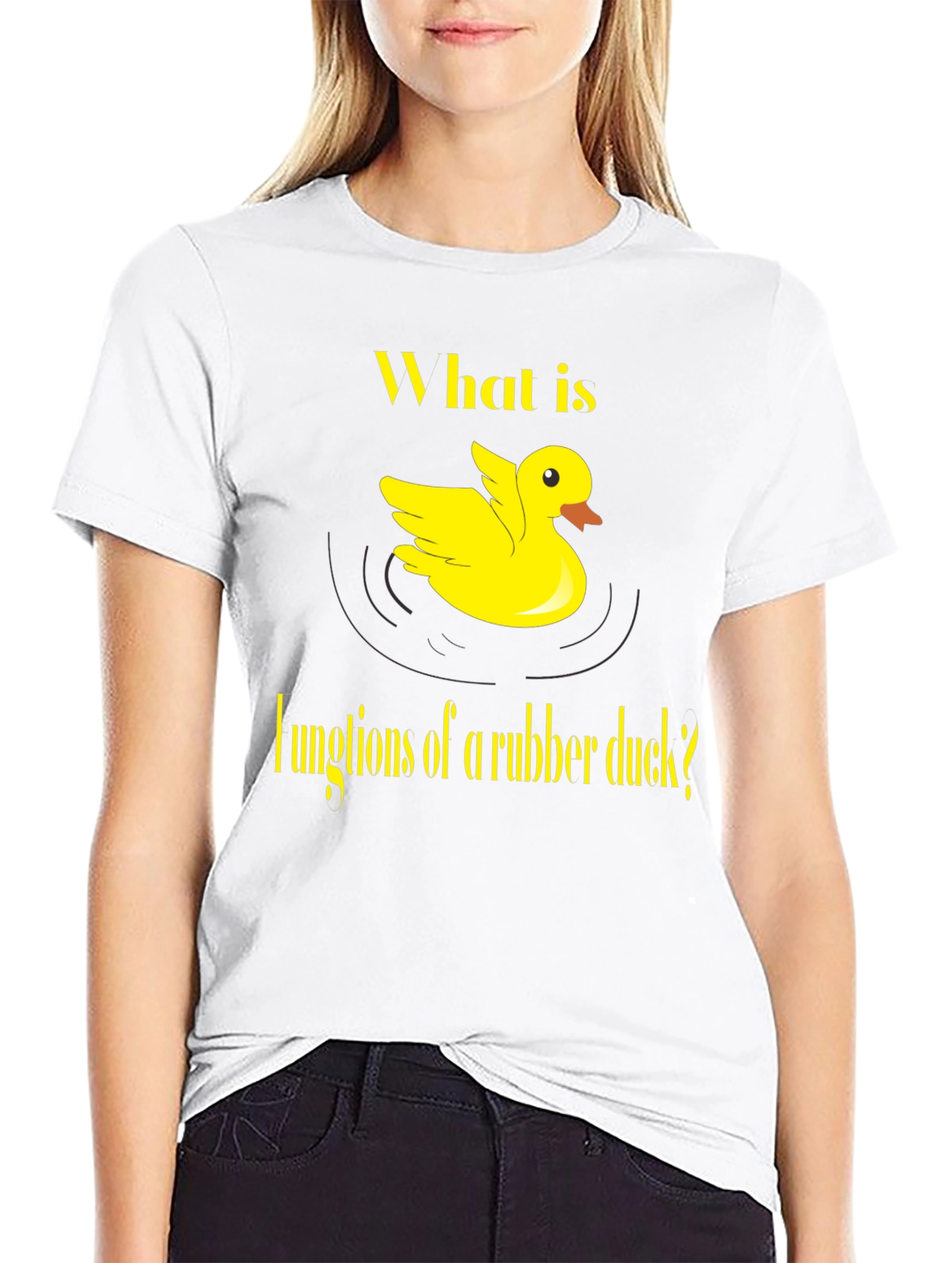 Black Rubber Duck Functions T-Shirt - Quirky Yellow Duck Design view 9