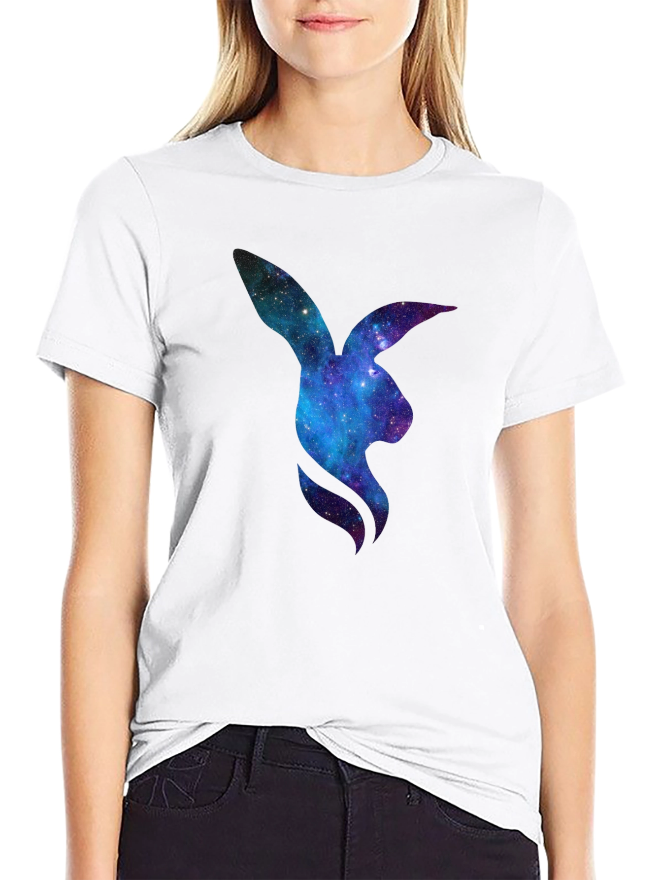 Black Galaxy Bunny Graphic T-Shirt view 9