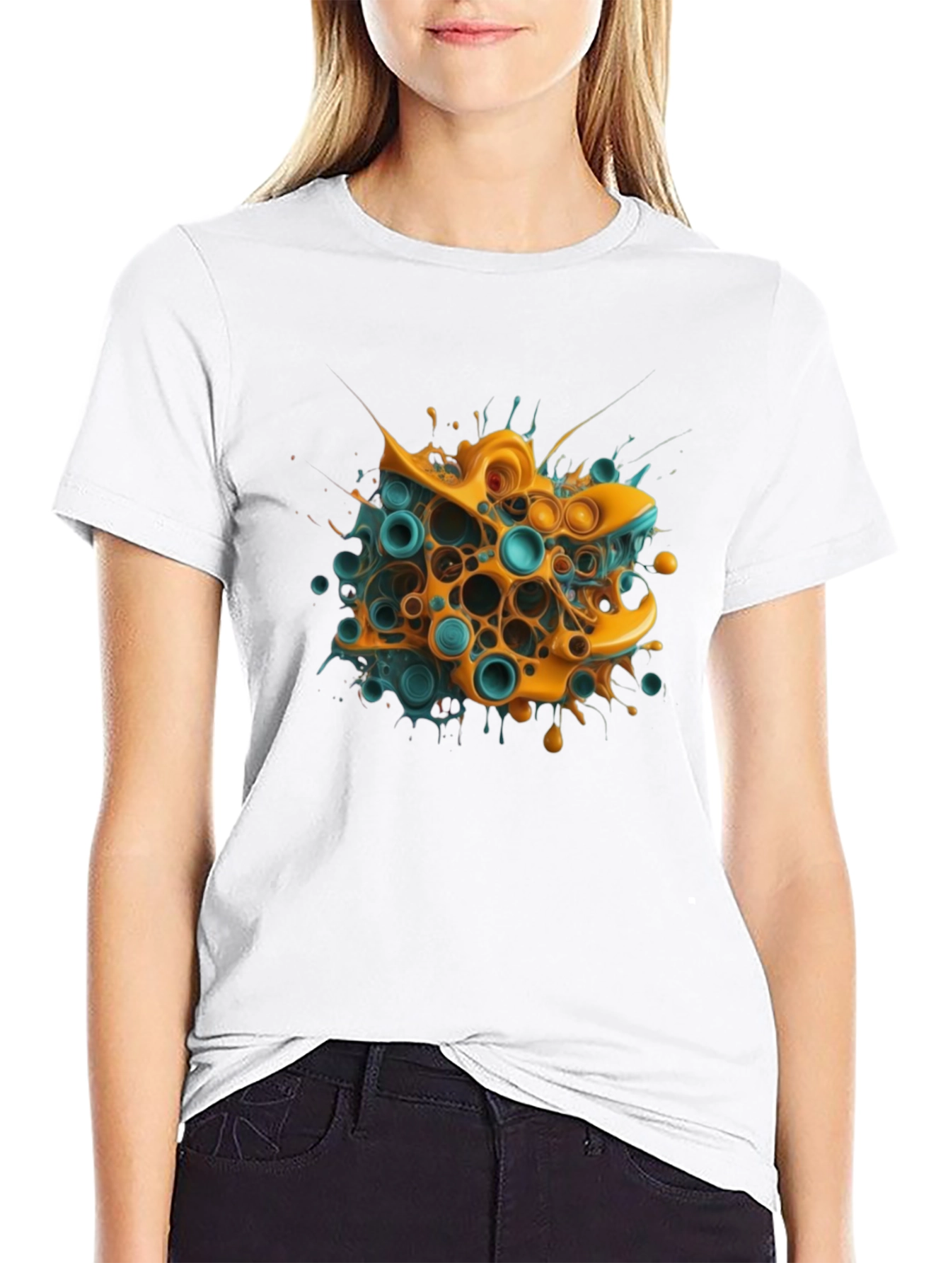 Black Abstract Art Graphic Tee - Modern Streetwear view 9