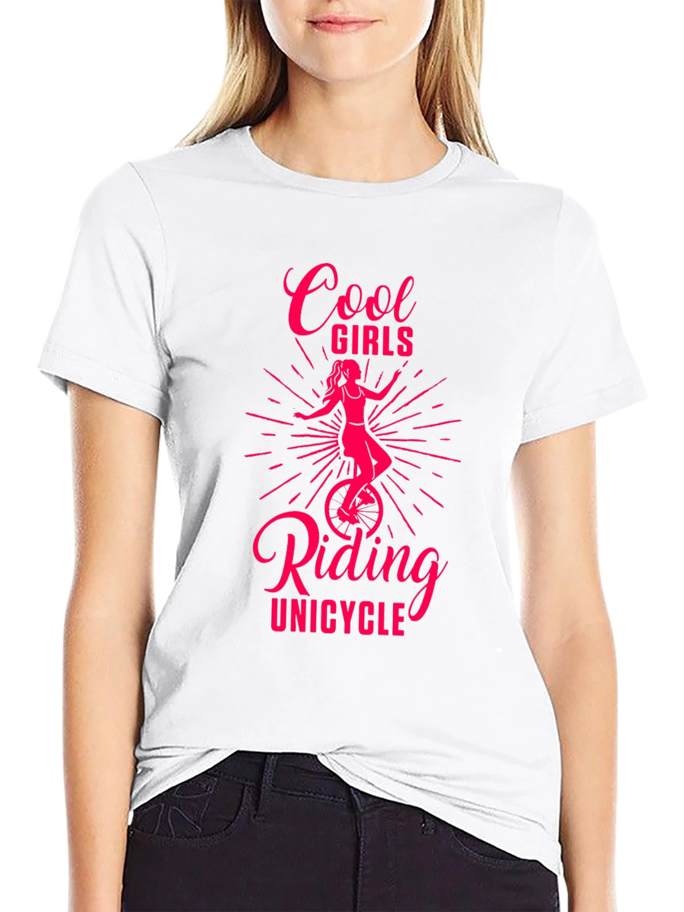Black Cool Girls Unicycle Graphic Tee - Black Unisex view 9