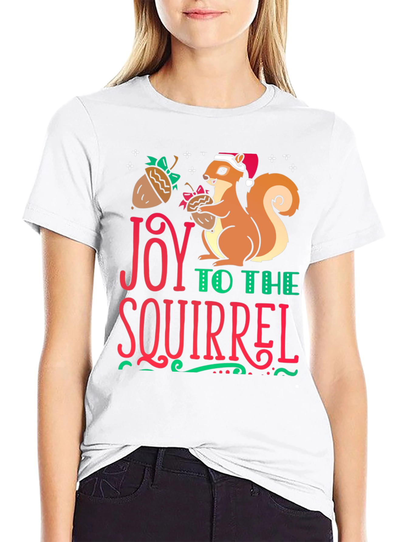Black Joy to the Squirrel Holiday T-Shirt view 9