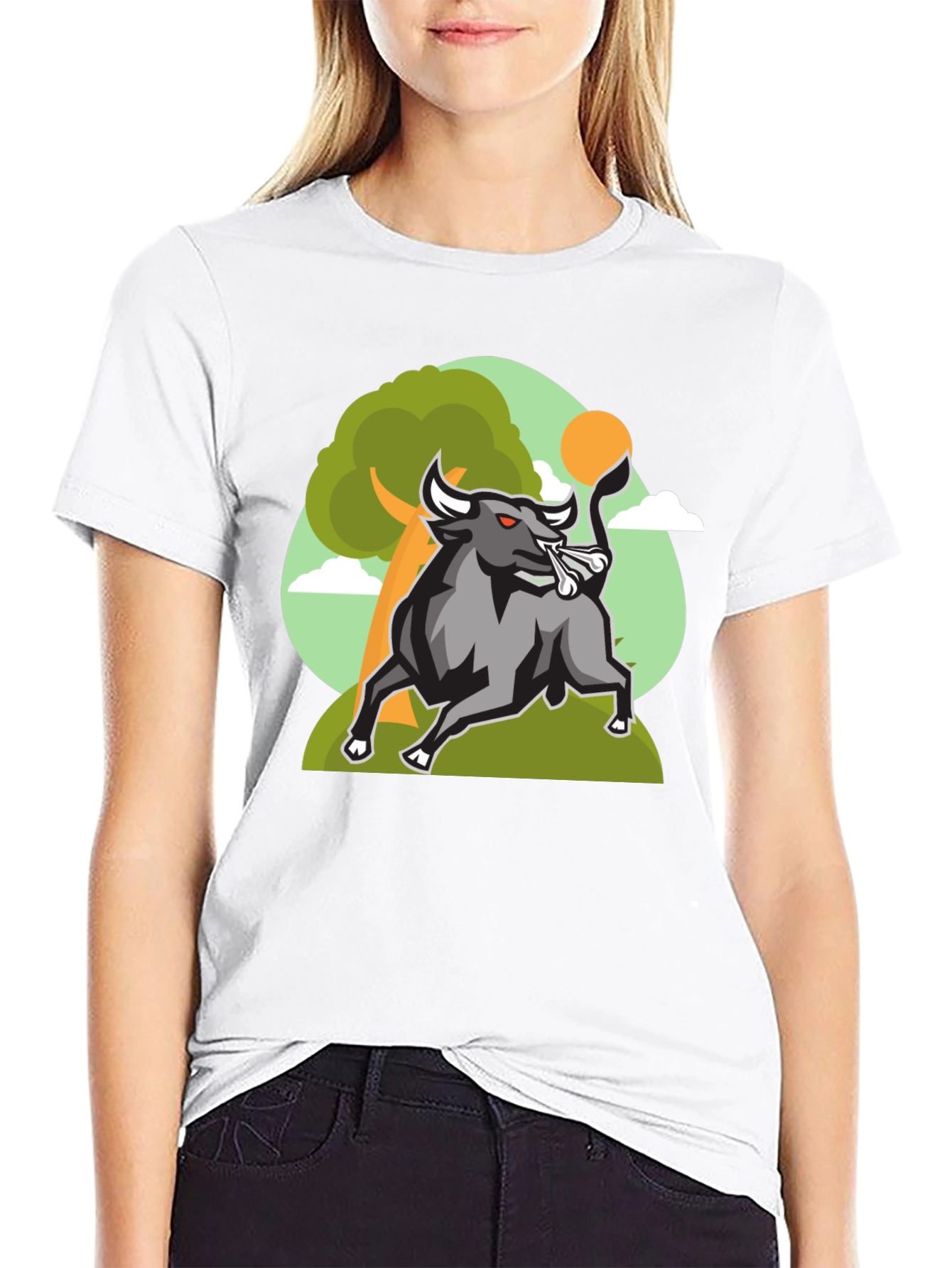 Black Bull Graphic Tee - Black Cotton Shirt view 9