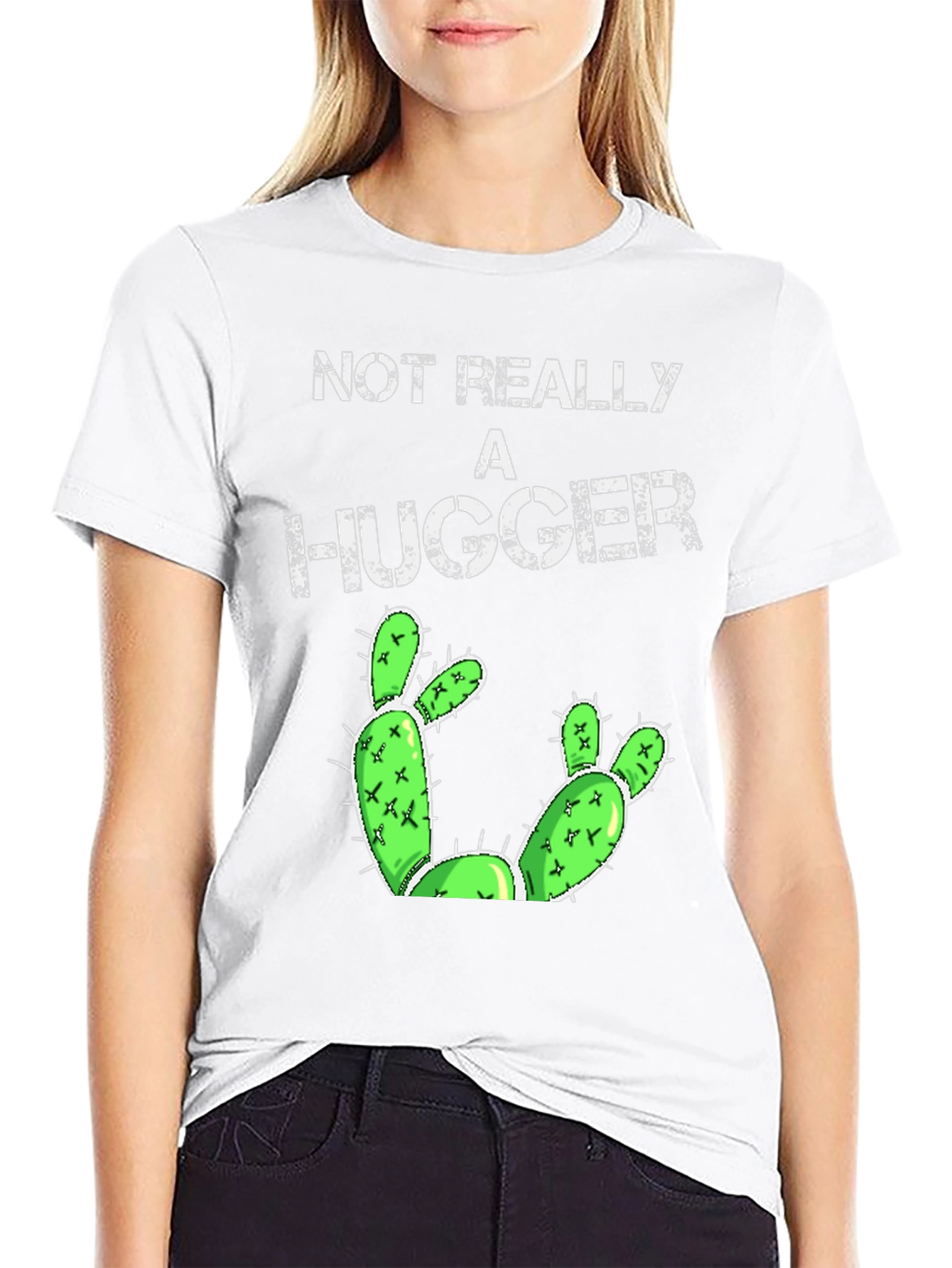 Black Not Really A Hugger Cactus Graphic Tee view 9