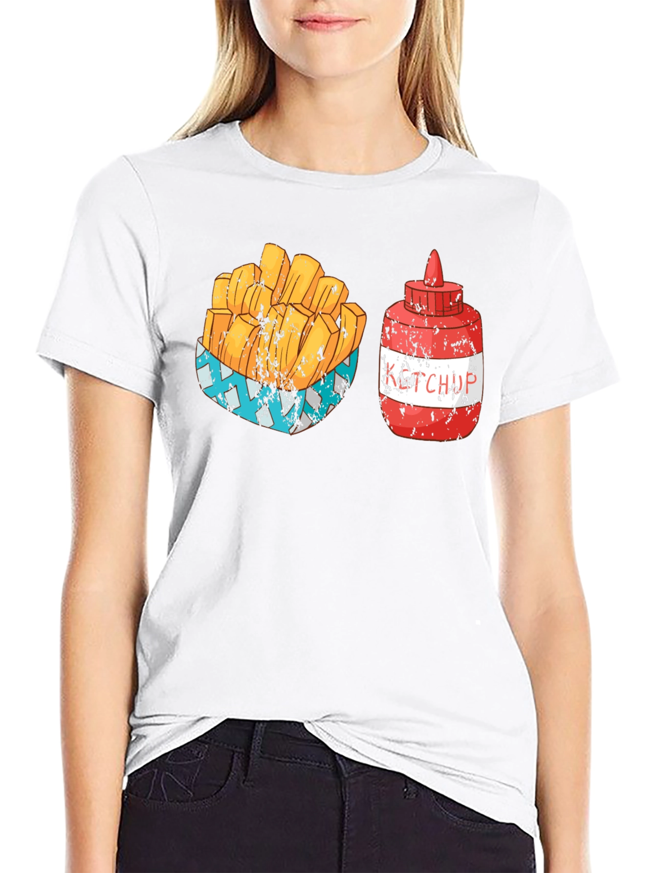 Black Fries & Ketchup Graphic Tee - Food Lover's Delight view 9
