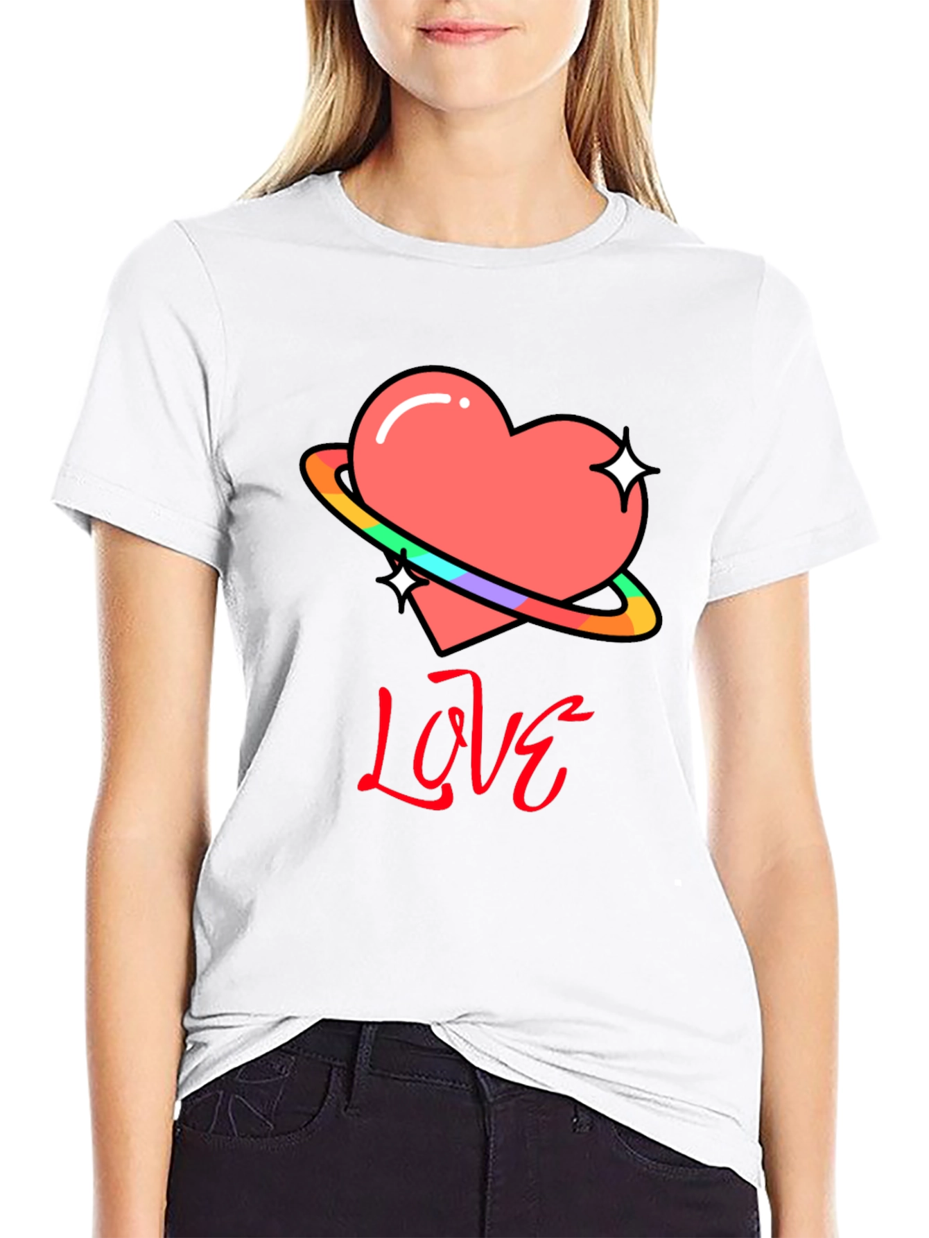 Black Love Heart Graphic T-Shirt - Black view 9