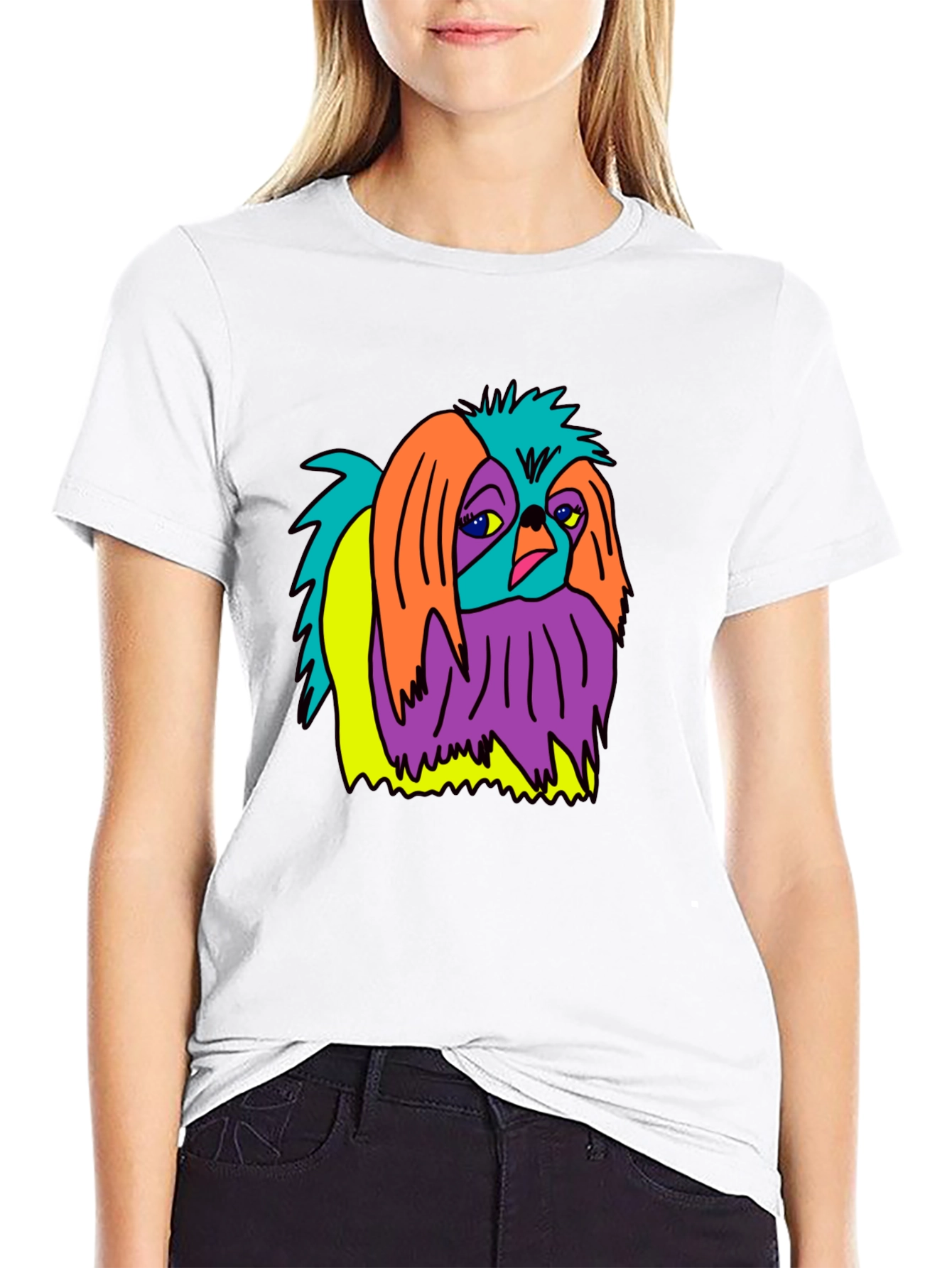 Black Funky Dog Graphic Tee - Black Cotton T-Shirt view 9