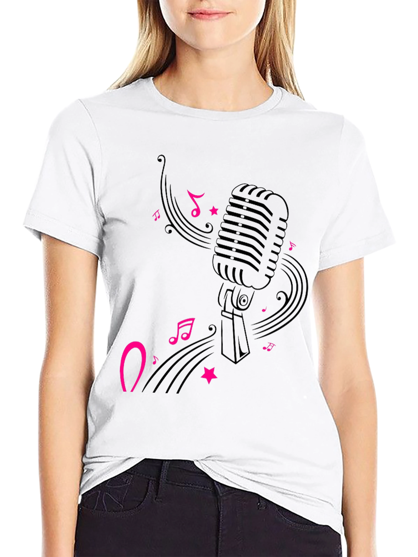 Black Retro Microphone Graphic Tee - Black view 9