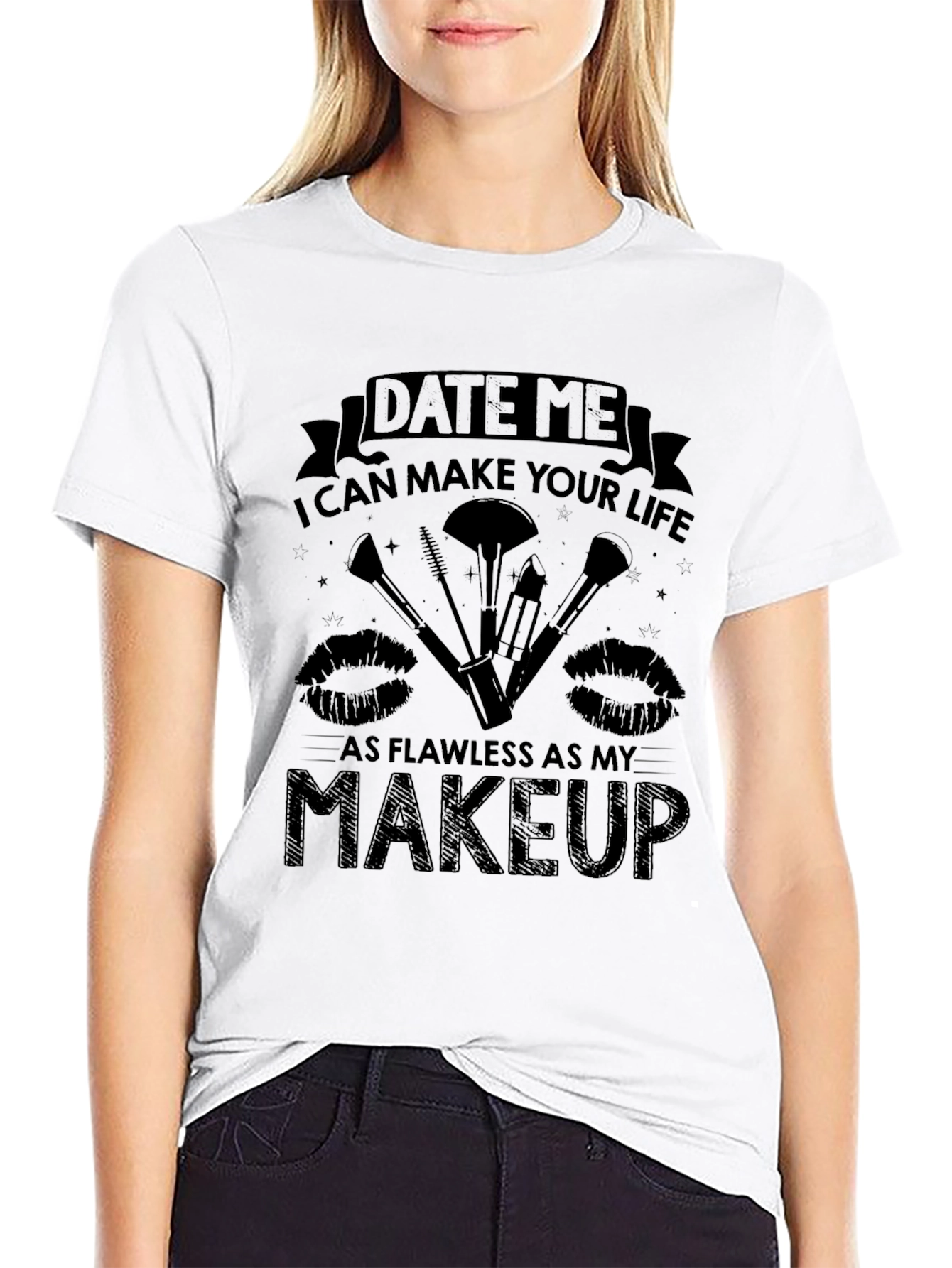 Black Date Me Makeup T-Shirt - Flawless Life view 9