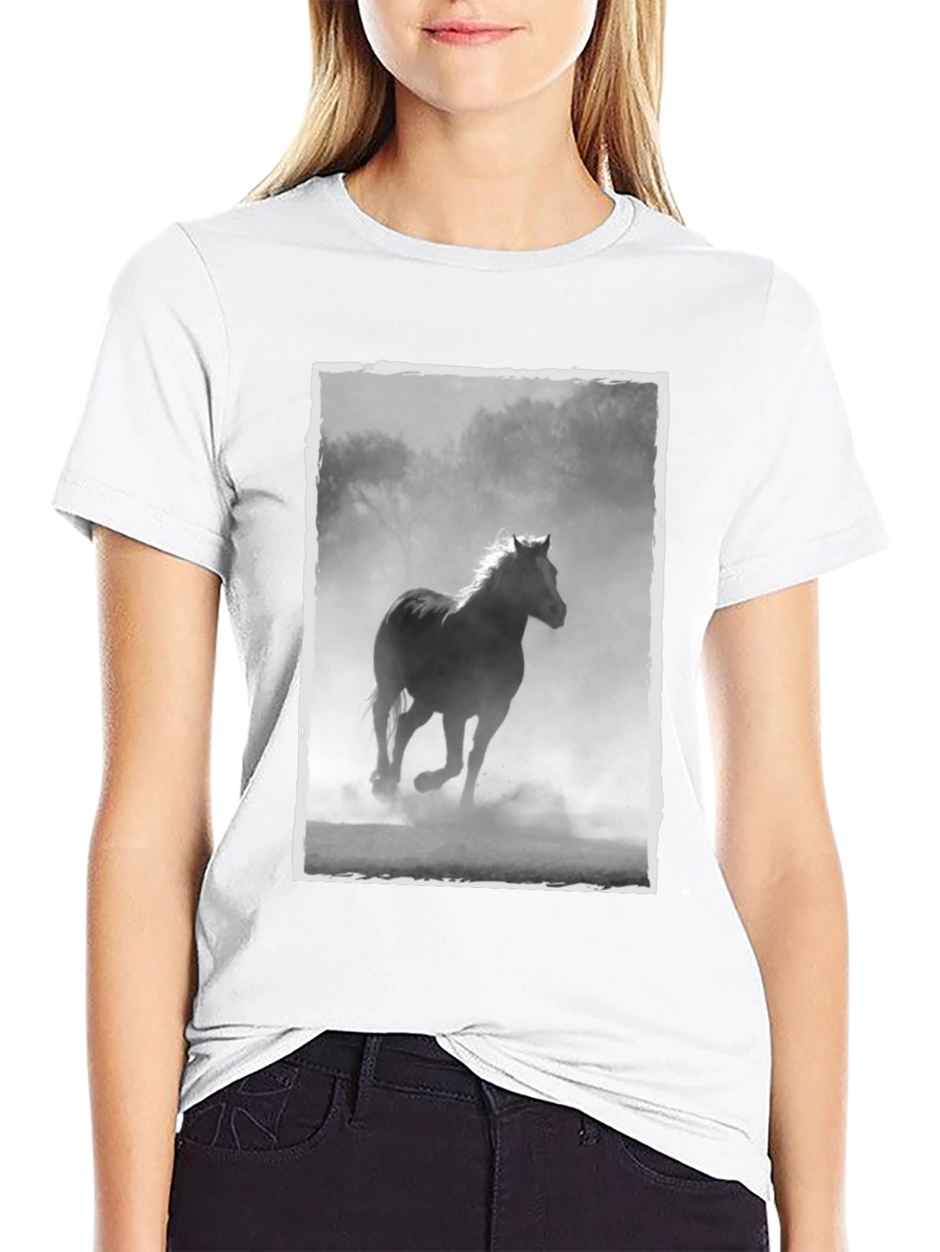Black Black Horse T-Shirt - Equestrian Style view 9