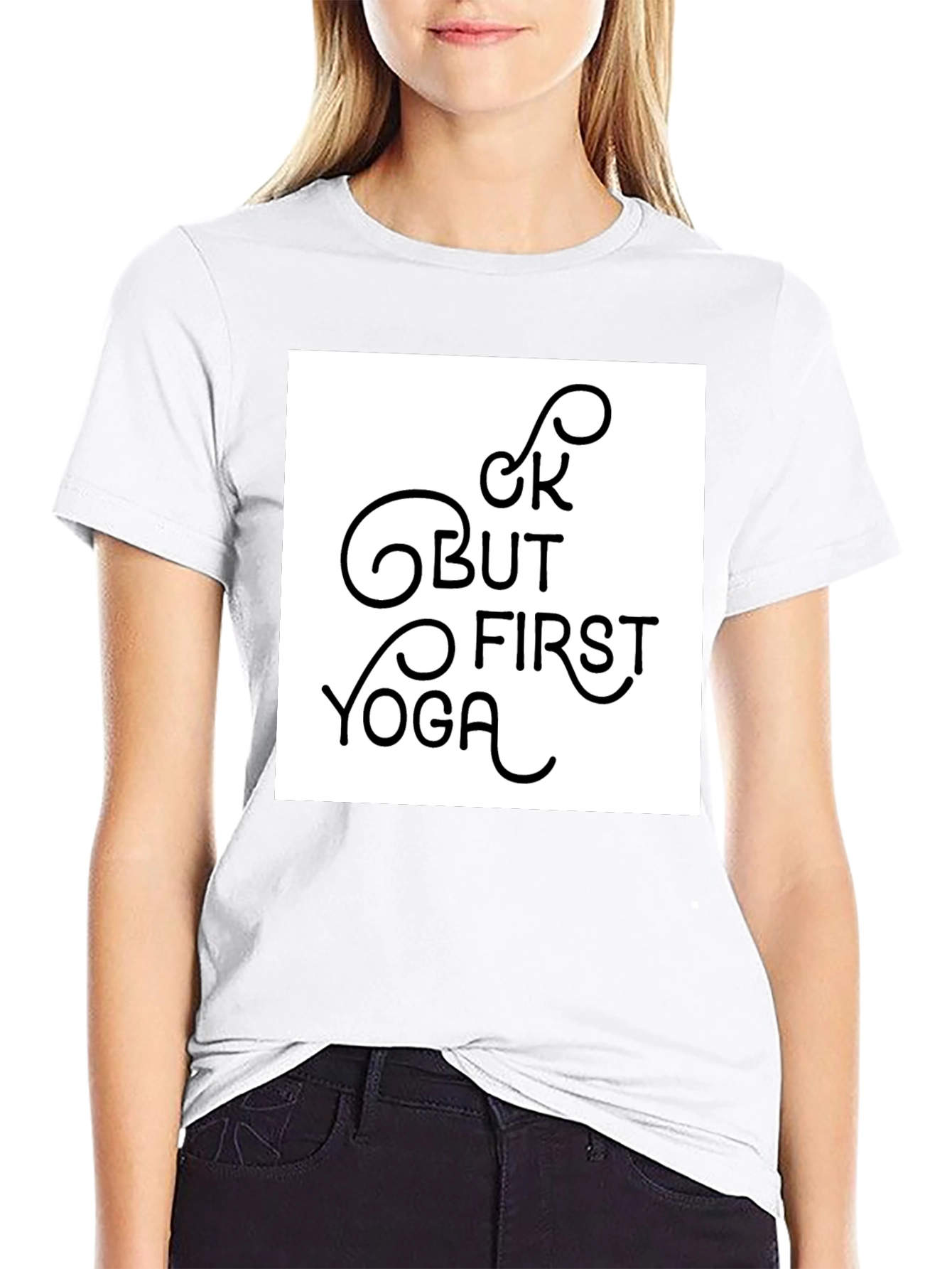 Black But First Yoga Graphic Tee - Black Casual Shirt view 9