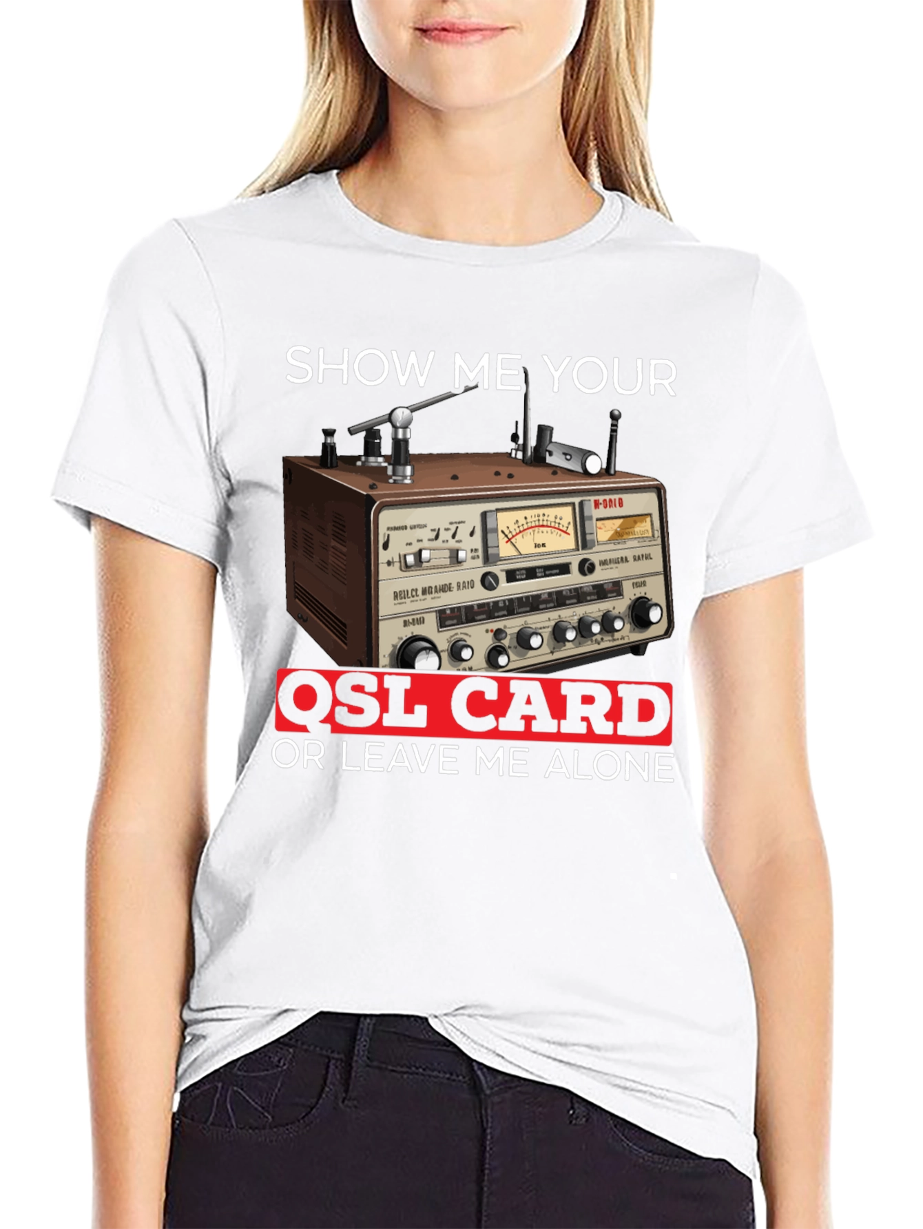 Black Show Me Your QSL Card T-Shirt view 9