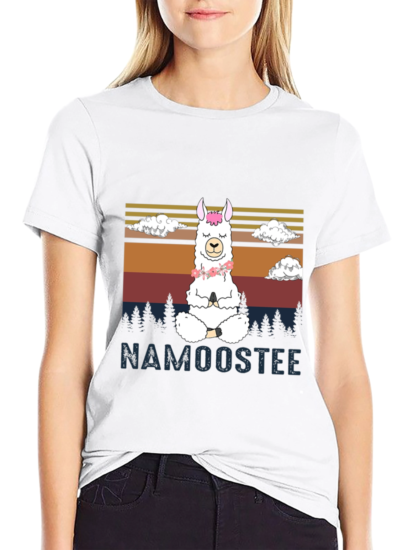 Black Namooostee Yoga Llama Tee view 9