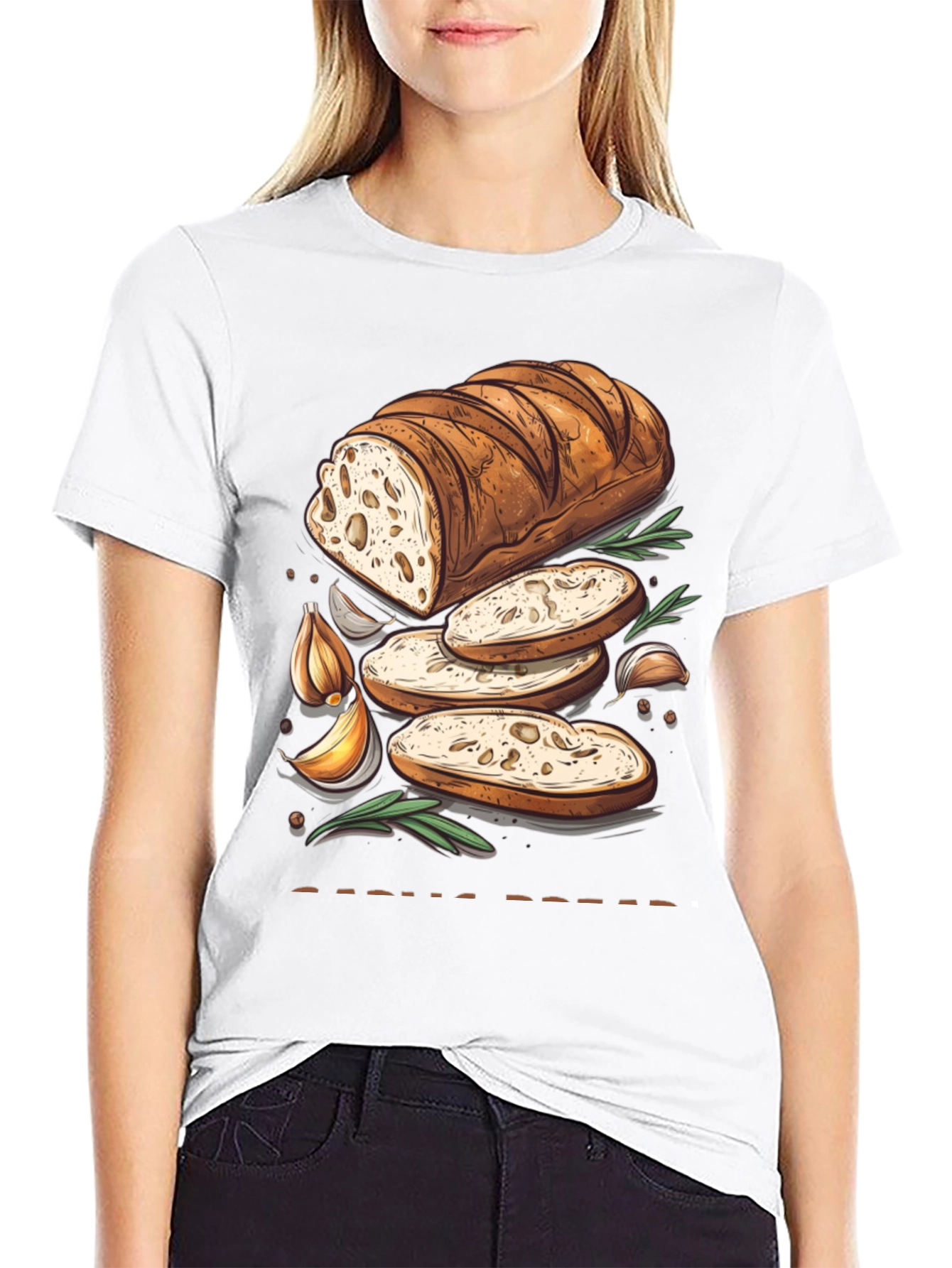 Black Garlic Bread Lover's T-Shirt view 9