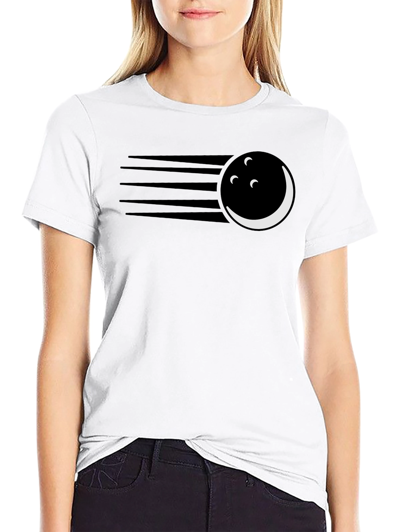 Black Striking Bowling Ball Graphic Tee - Cool and Unique view 9