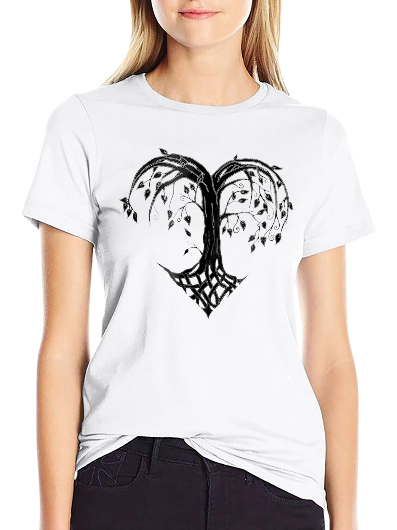 Black Heart Tree Black T-Shirt - Nature Love Design view 9