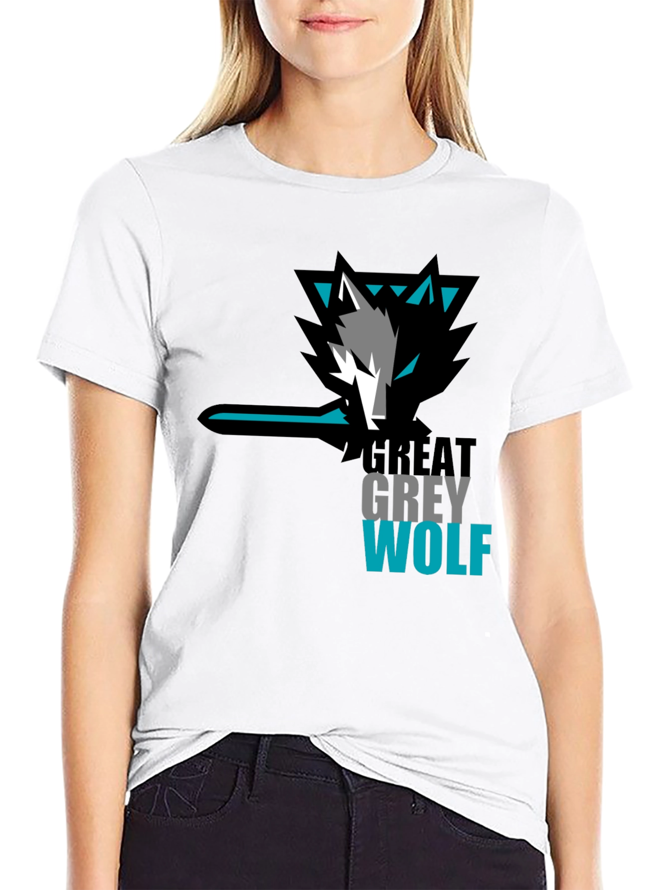Black Great Grey Wolf Graphic T-Shirt view 9