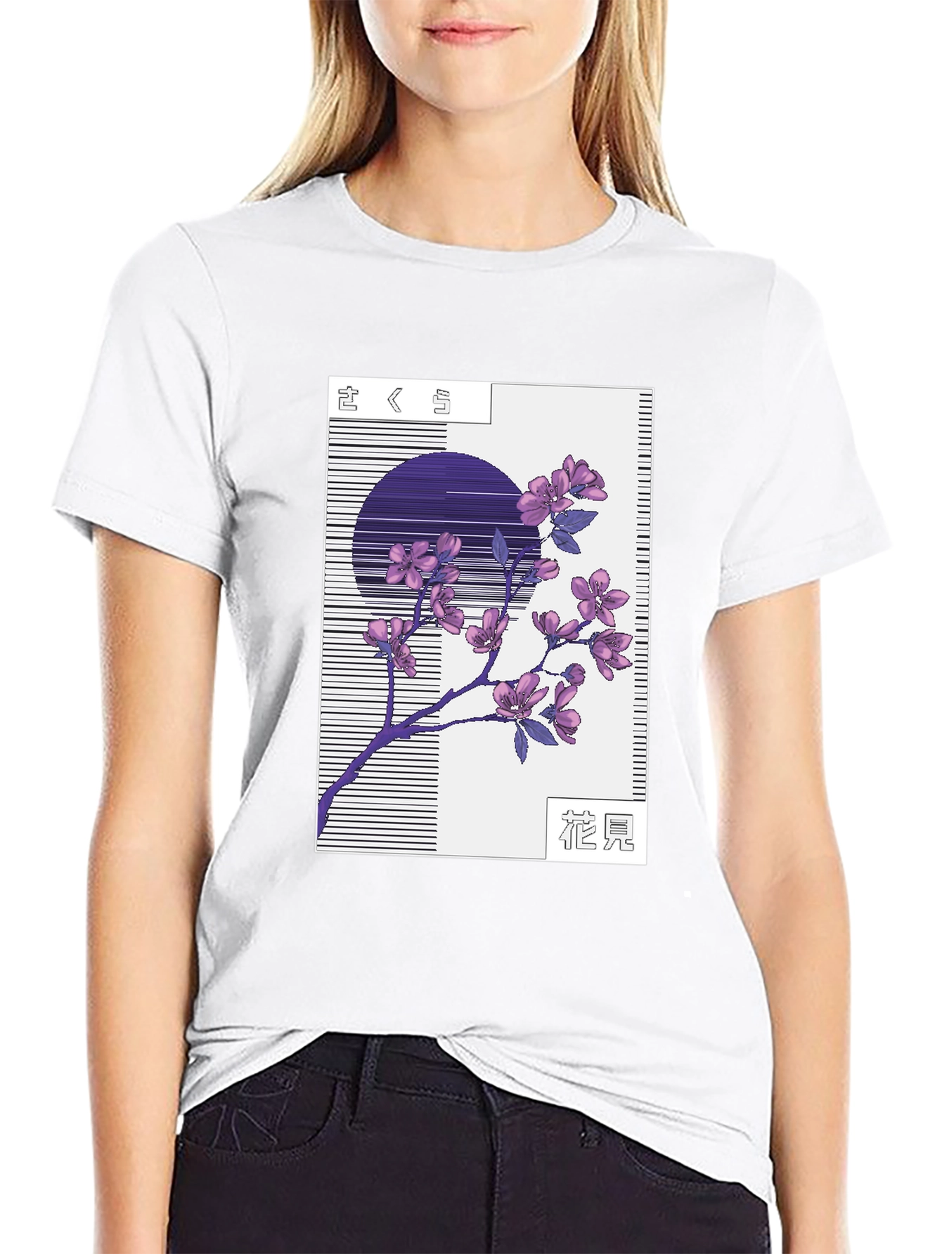 Black Sakura Blossom Graphic Tee view 9