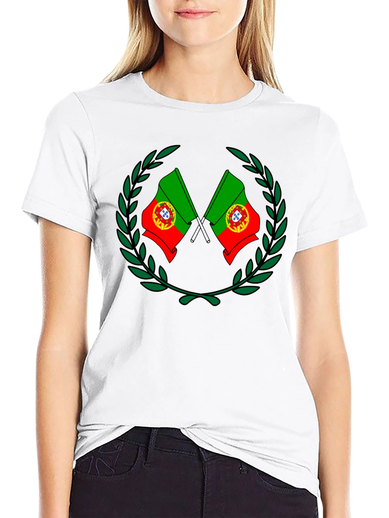 Portugal Flag Laurel Wreath Graphic Tee - 9