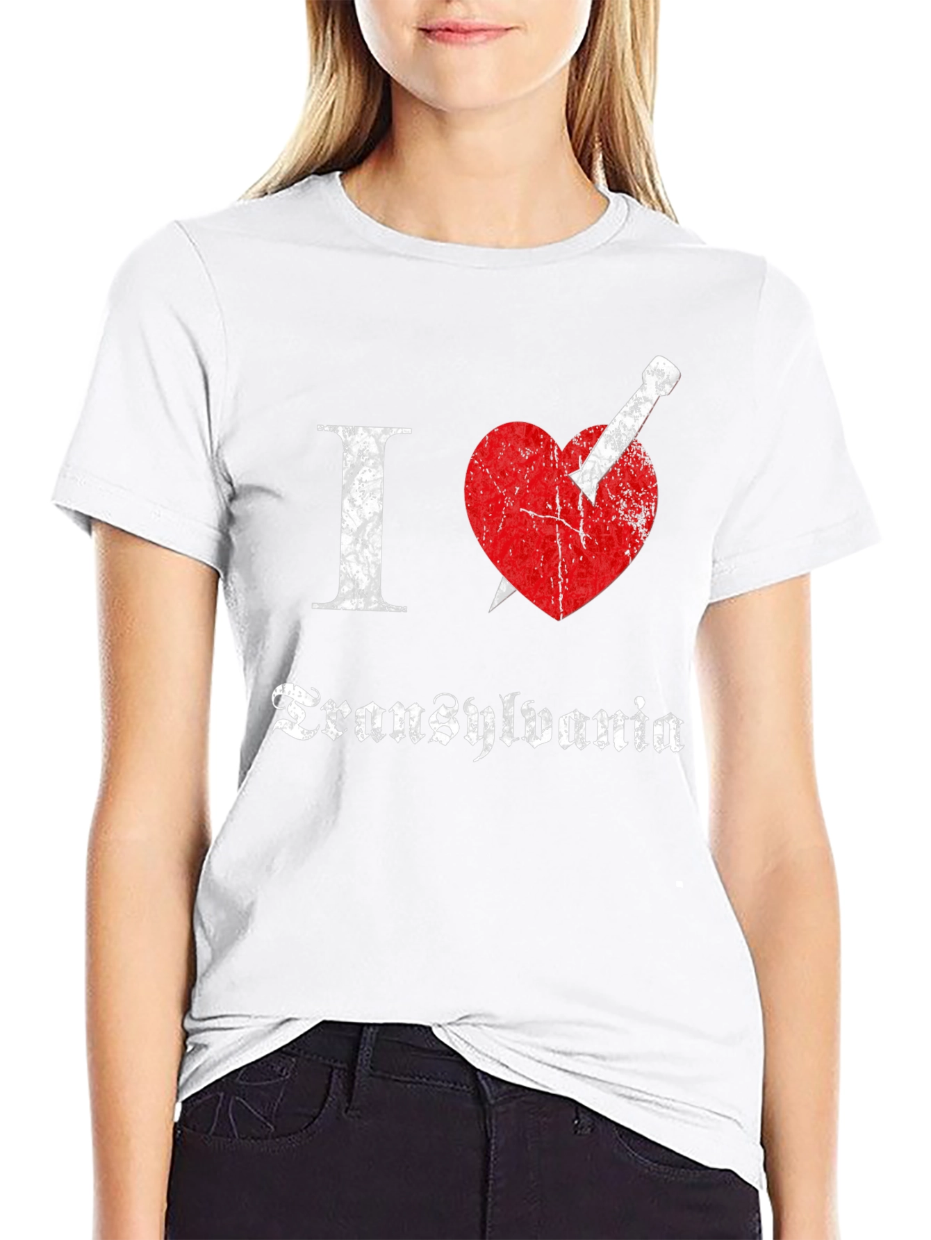 Black I Love Transylvania T-Shirt: Vampire Heart Tee view 9