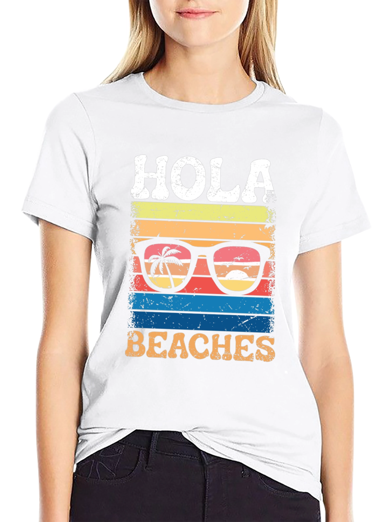 Black Hola Beaches Graphic T-Shirt view 9